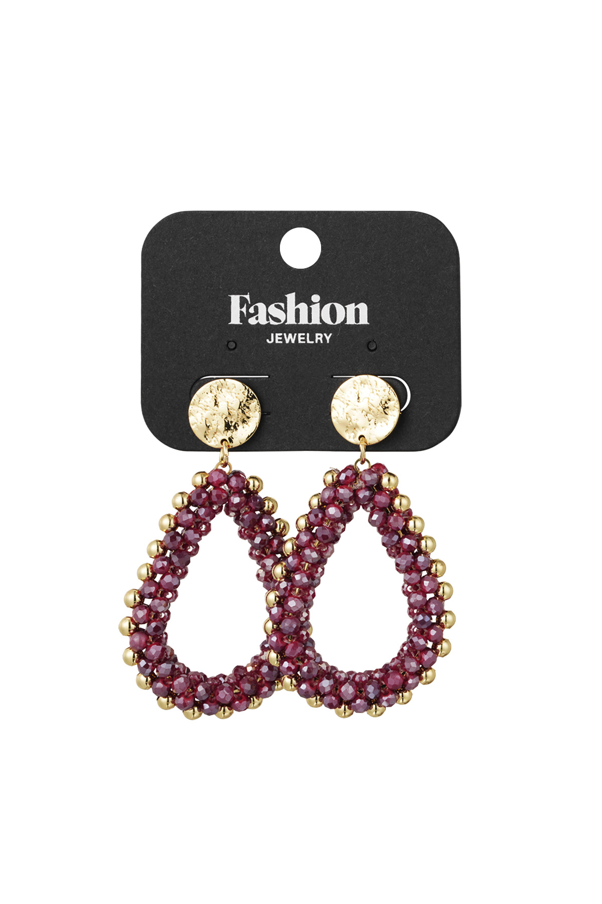 Boucles d'oreilles pendantes en perles - rouge vin h5 Image3