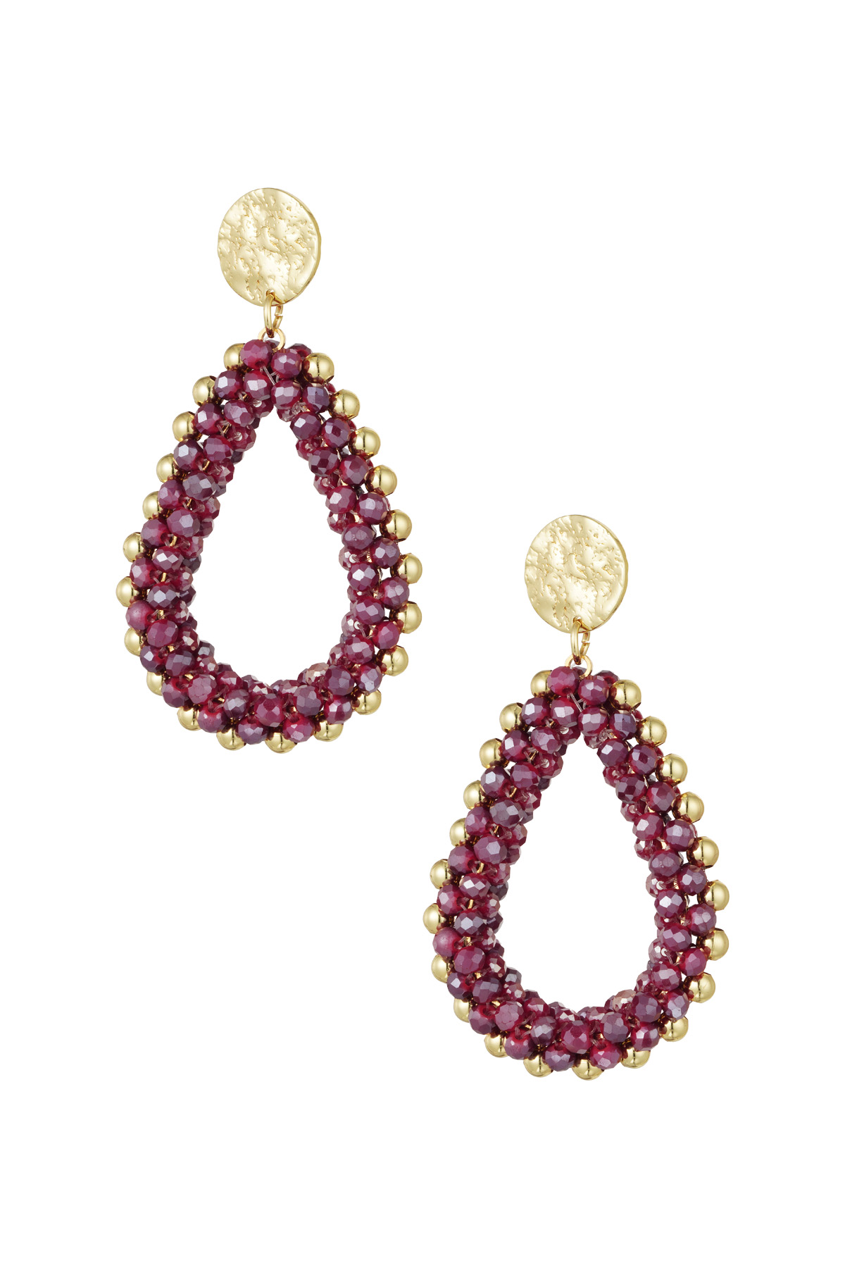 Boucles d'oreilles pendantes en perles - rouge vin h5 