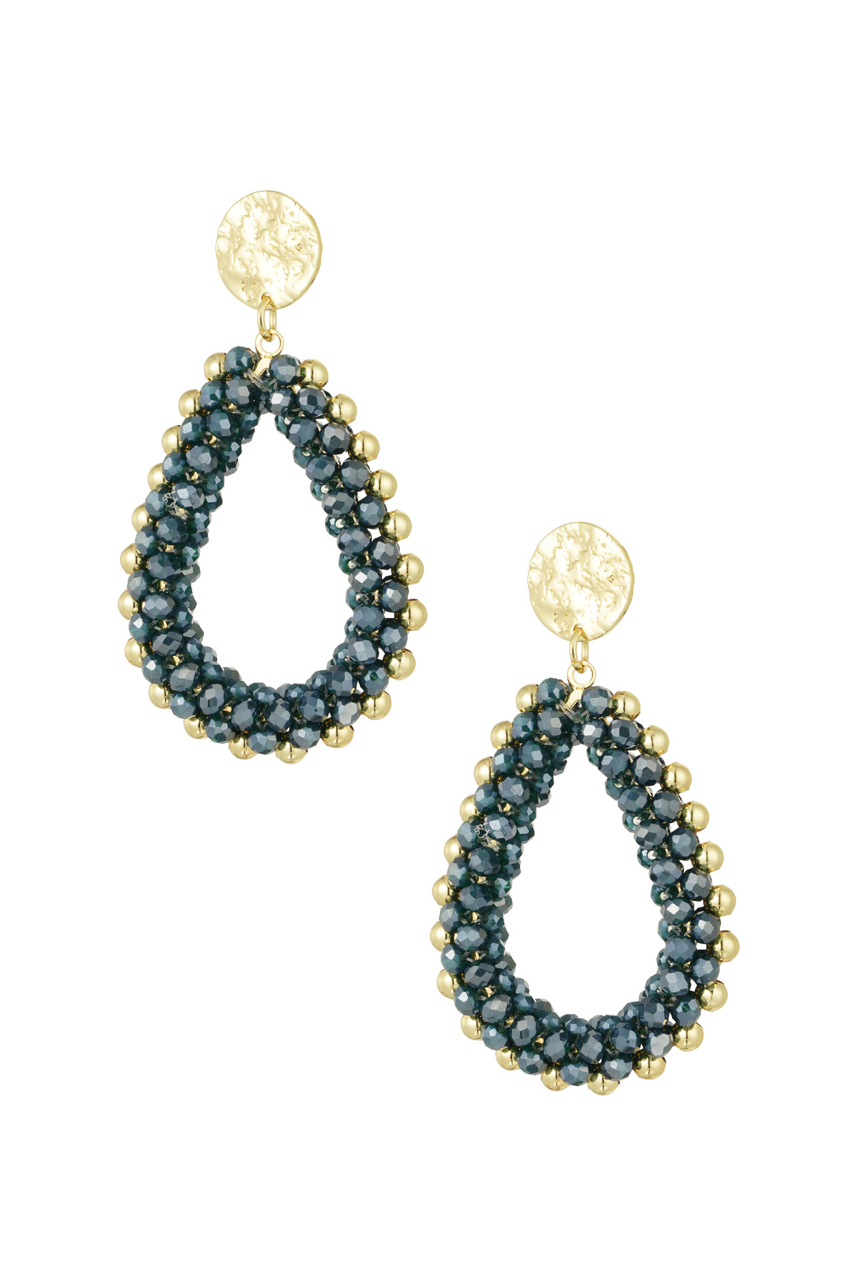 Boucles d'oreilles pendantes en perles - bleu foncé h5 