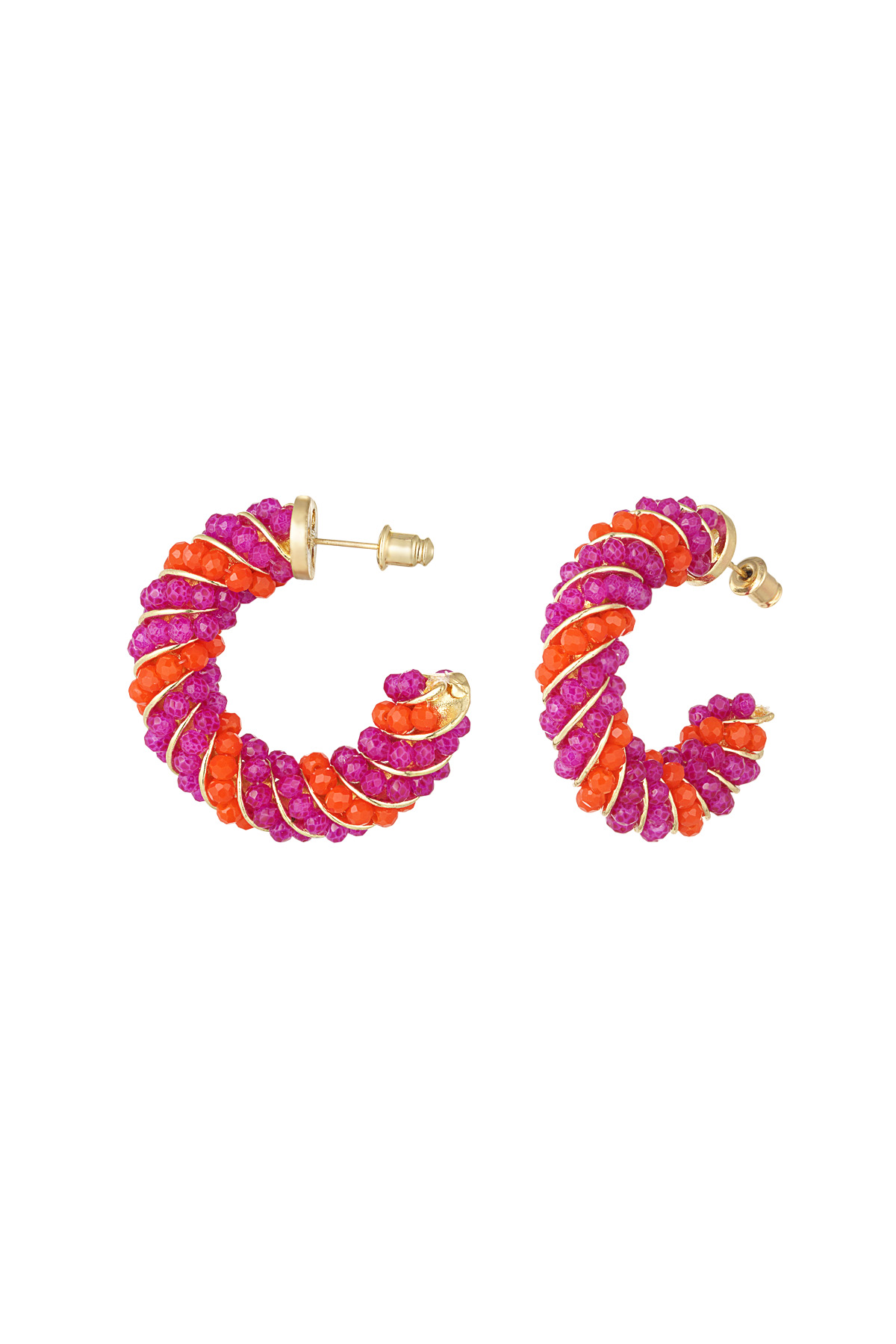 Twisted grace earrings - orange & pink h5 