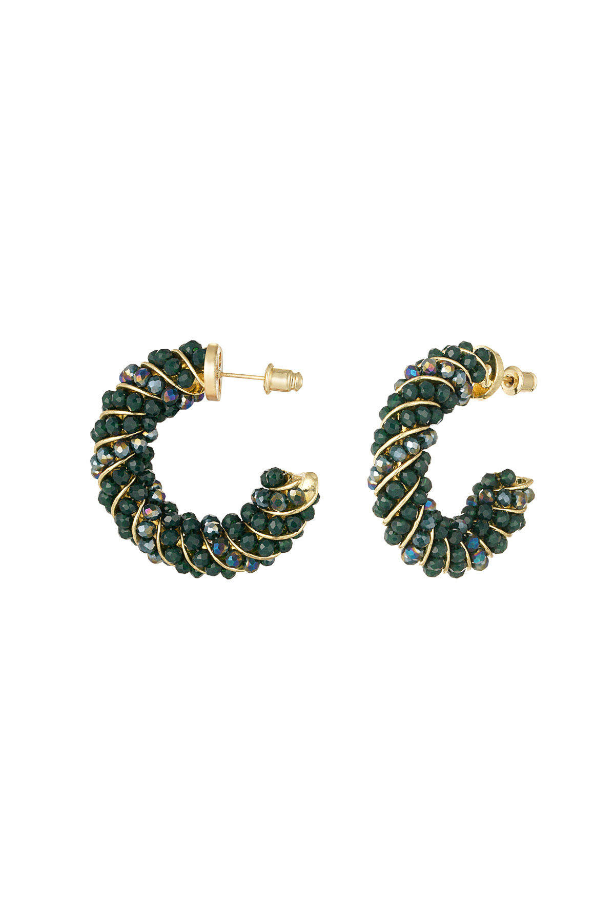 Twisted grace earrings - green h5 