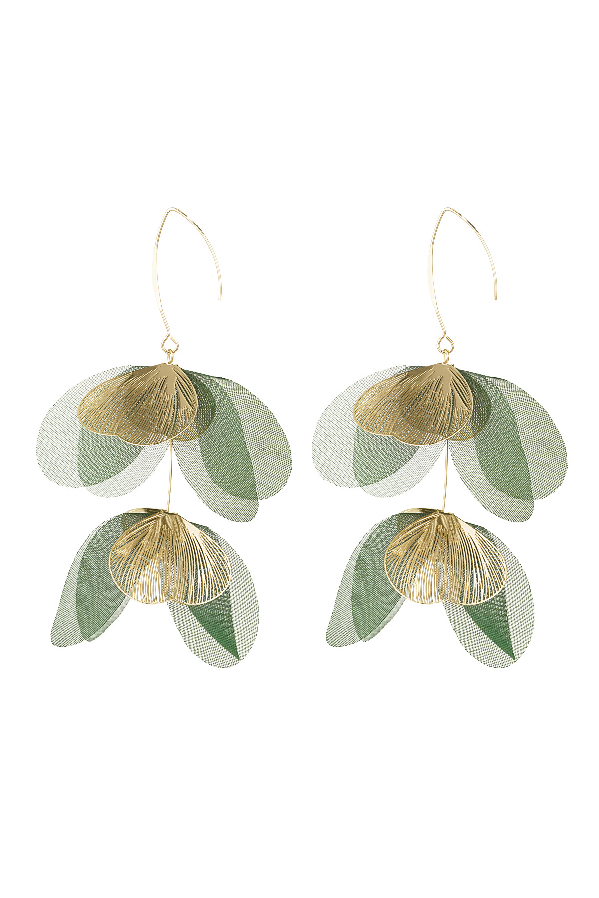 Blushing Flower earrings - green