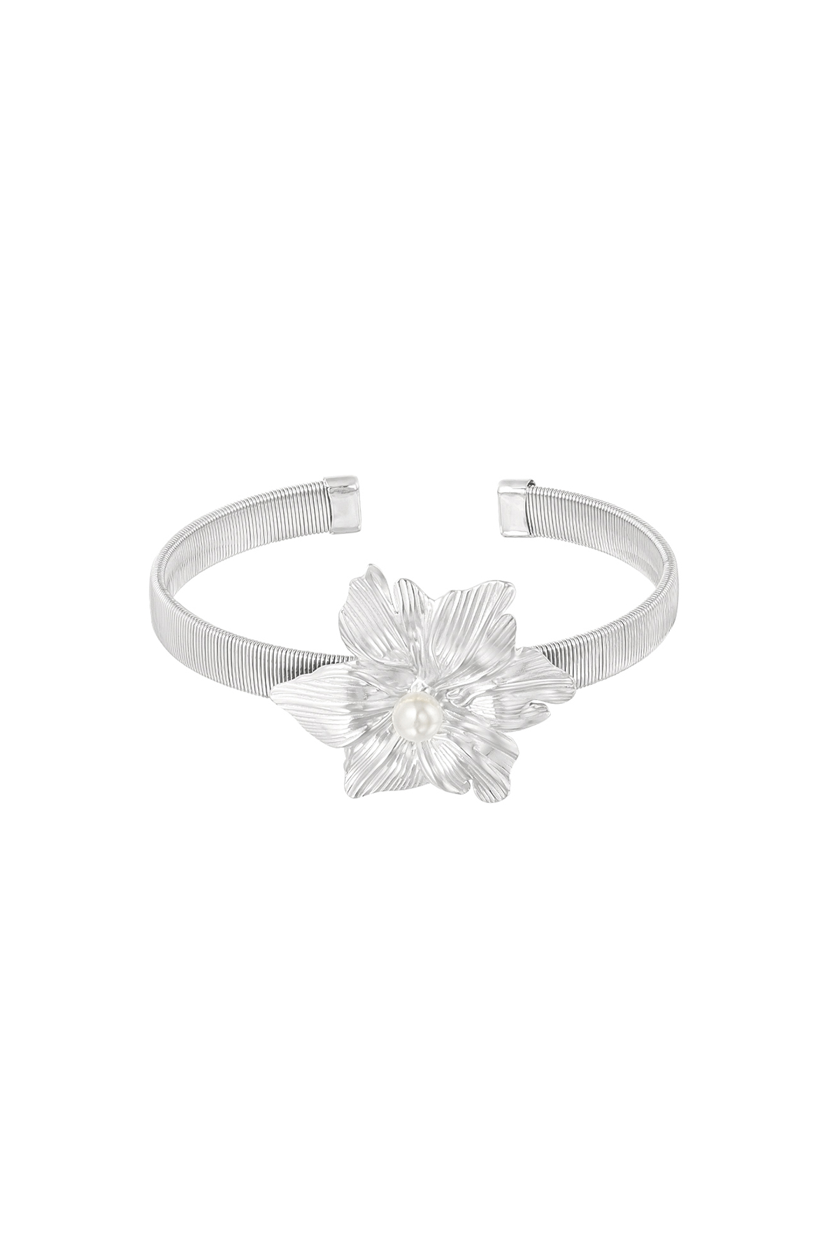 Blooming Flower bangle bracelet - silver h5 