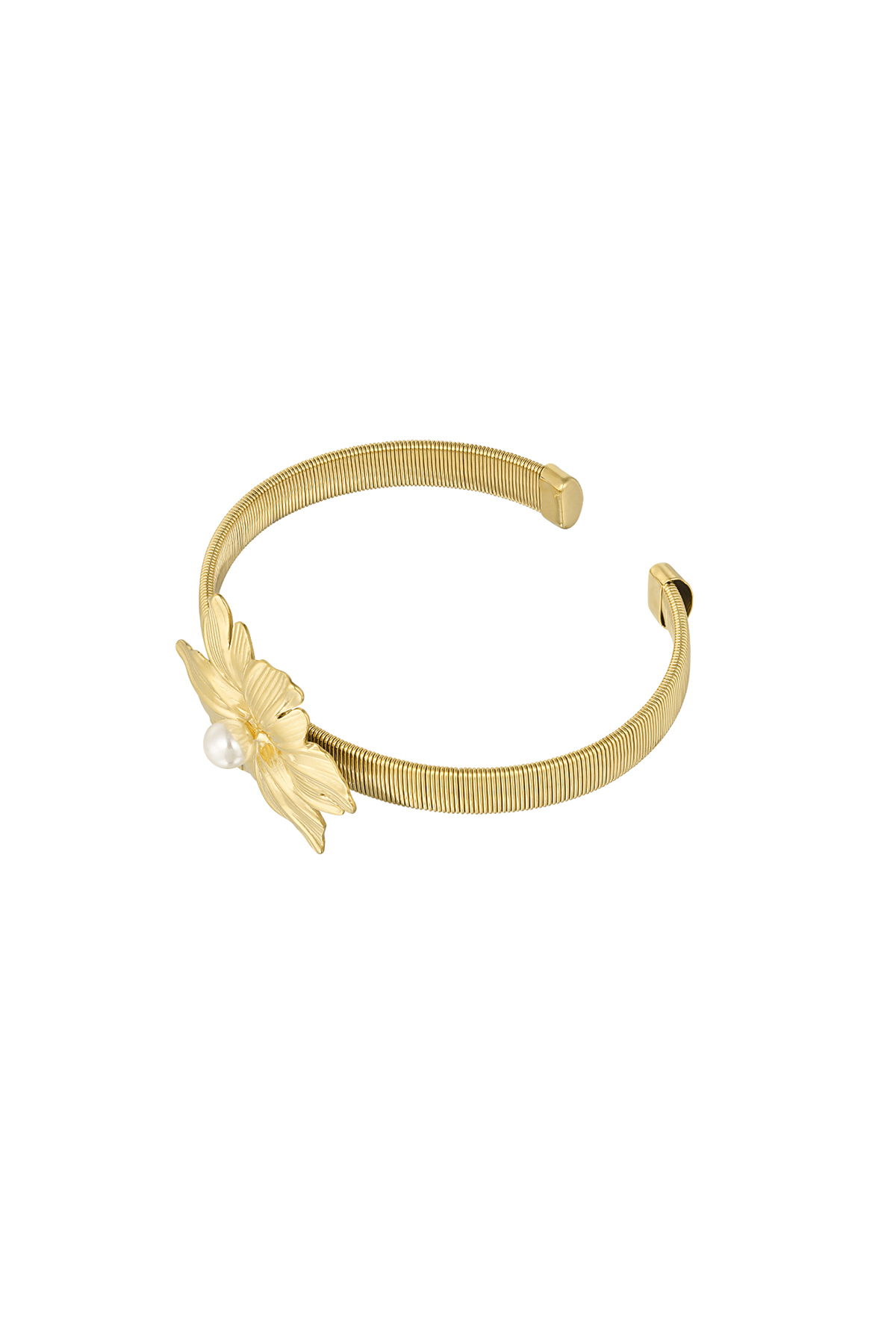 Blooming Flower bangle bracelet - gold h5 Picture3