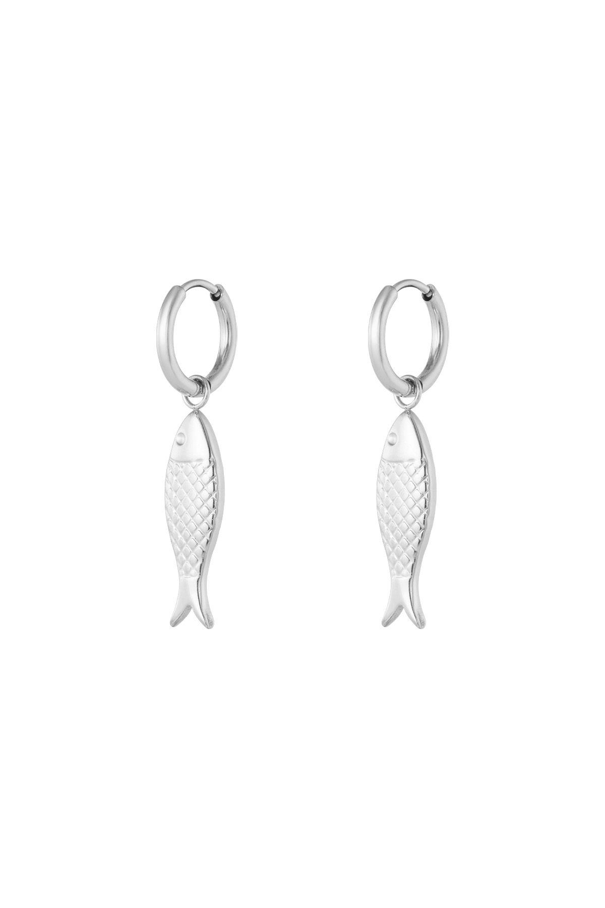 Fish charm earrings - silver h5 