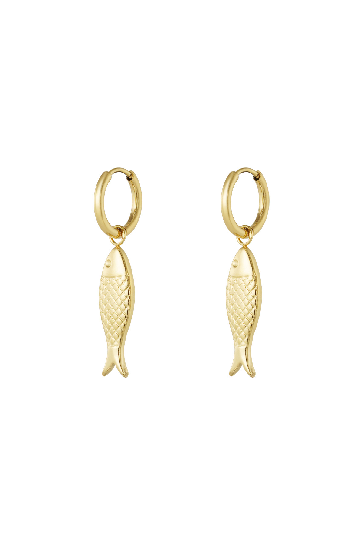 Fish charm earrings - gold h5 