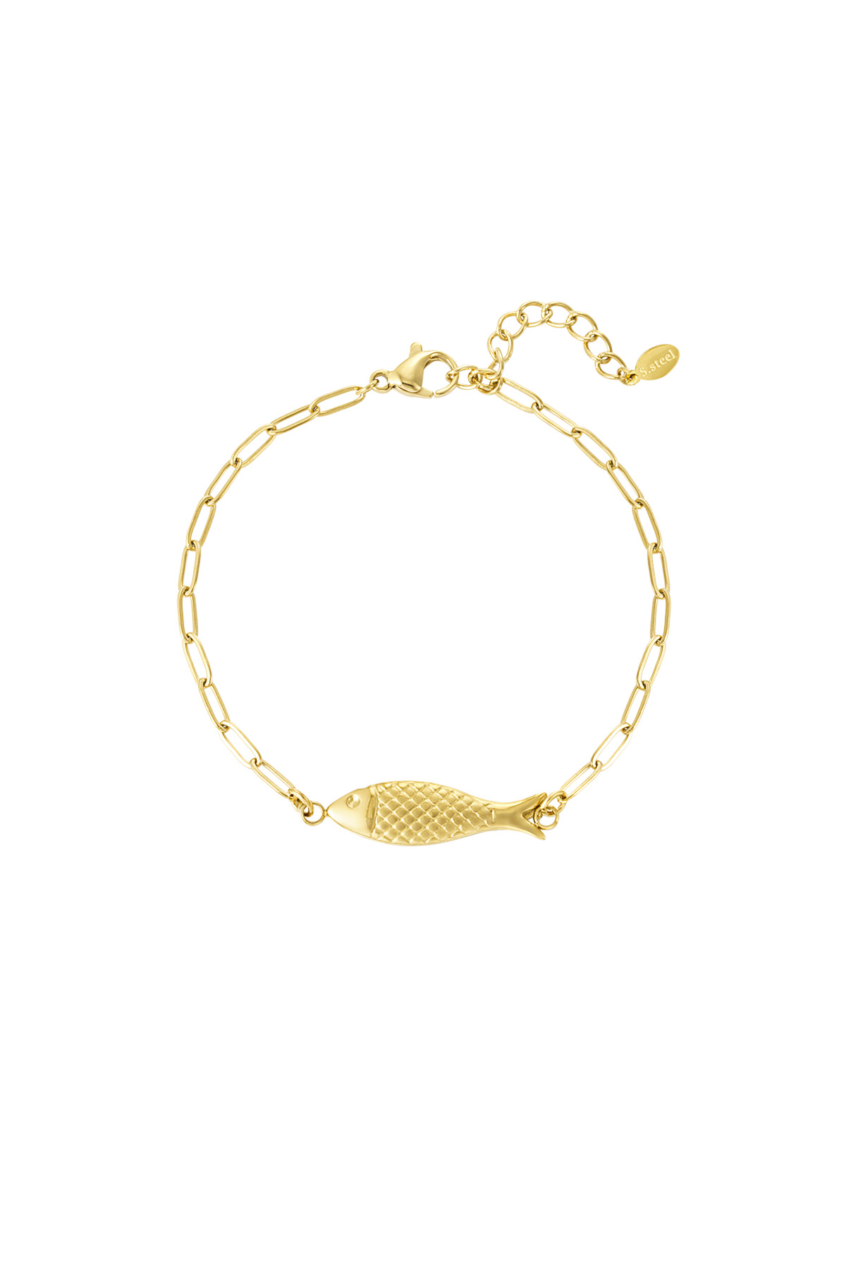 Fish charm armband - goud h5 