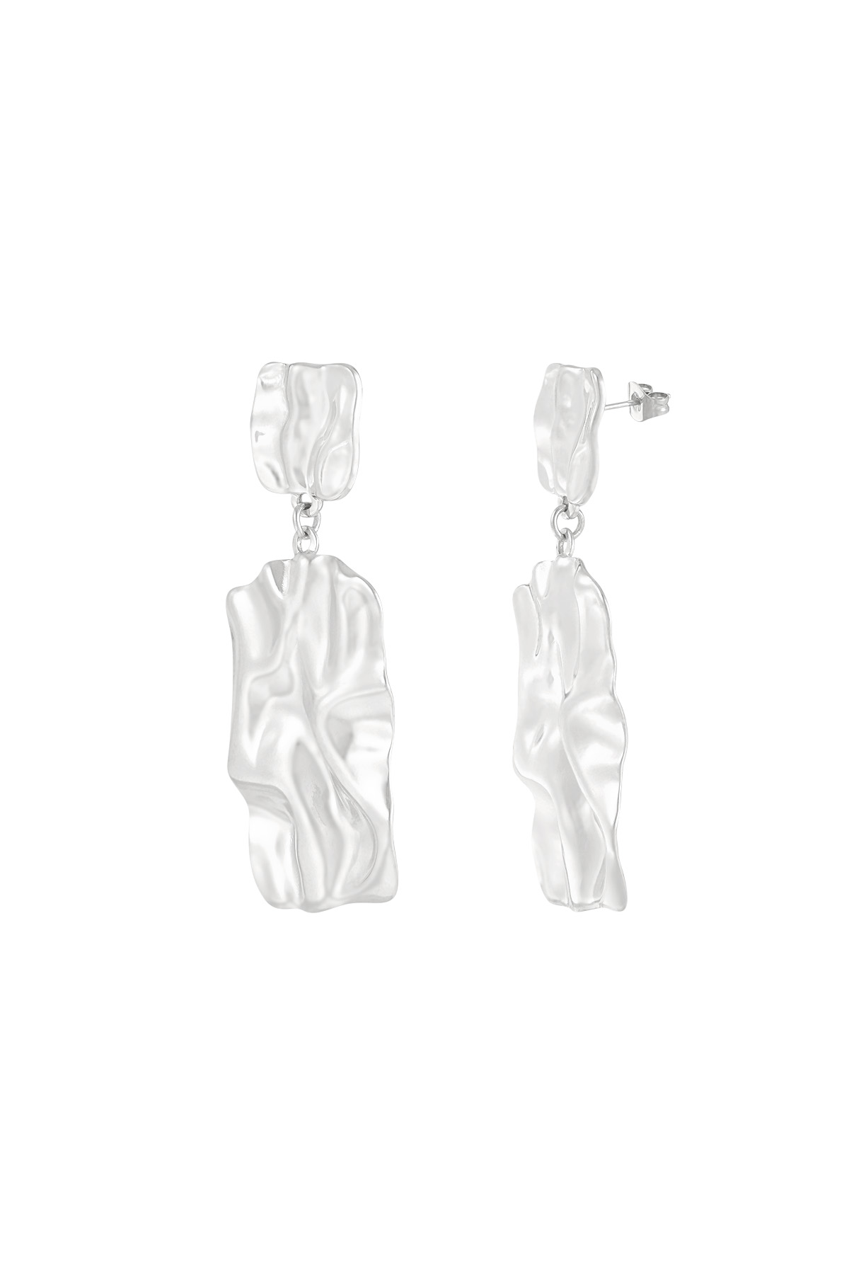 Long statement texture earrings - silver h5 