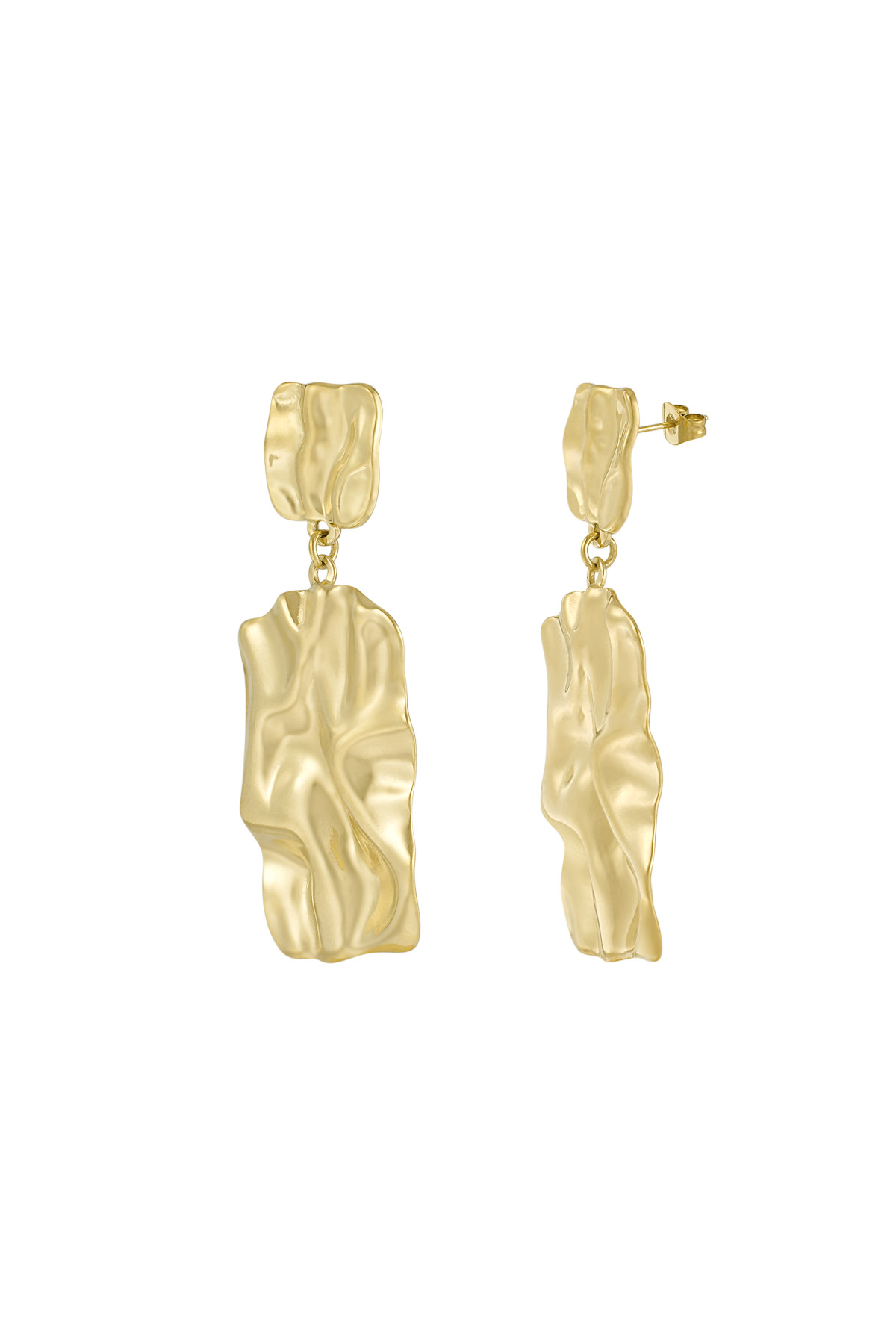 Long statement texture earrings - gold h5 