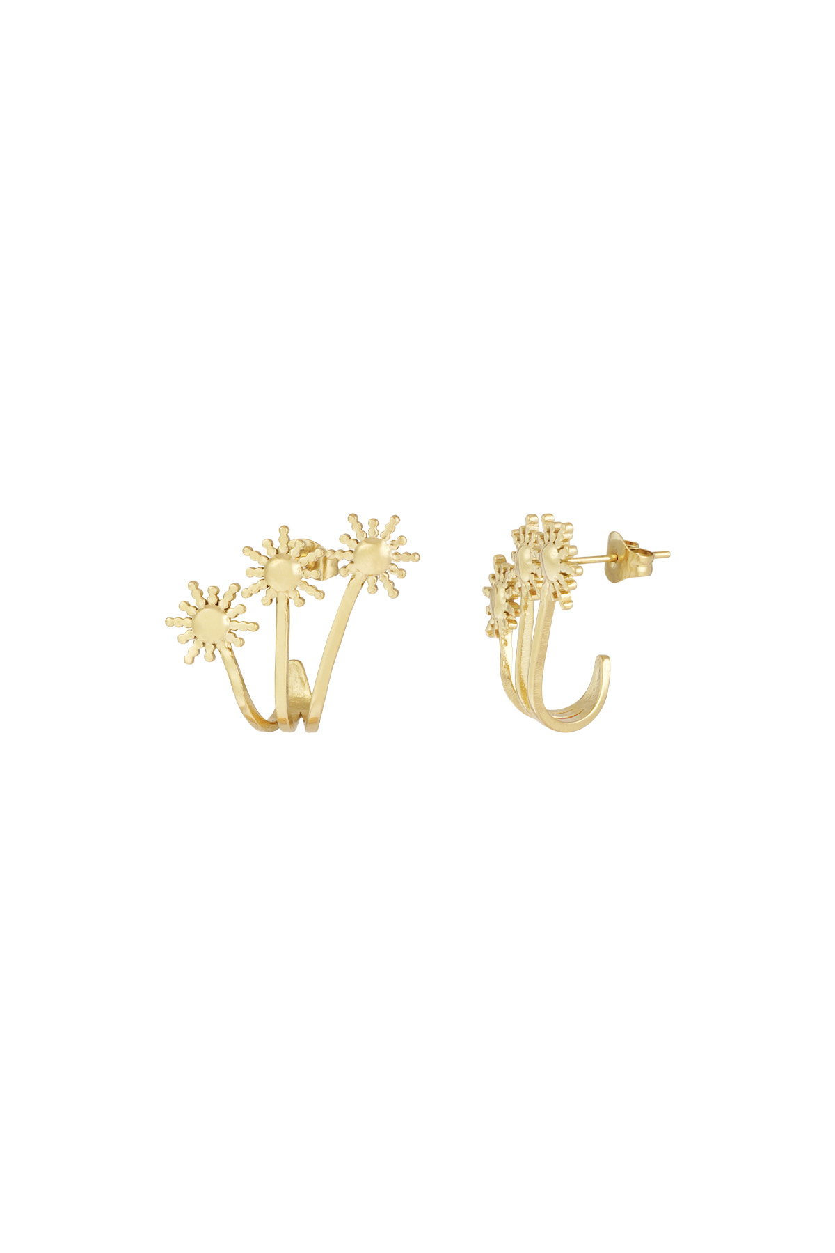 Three Sunnies earrings - gold h5 