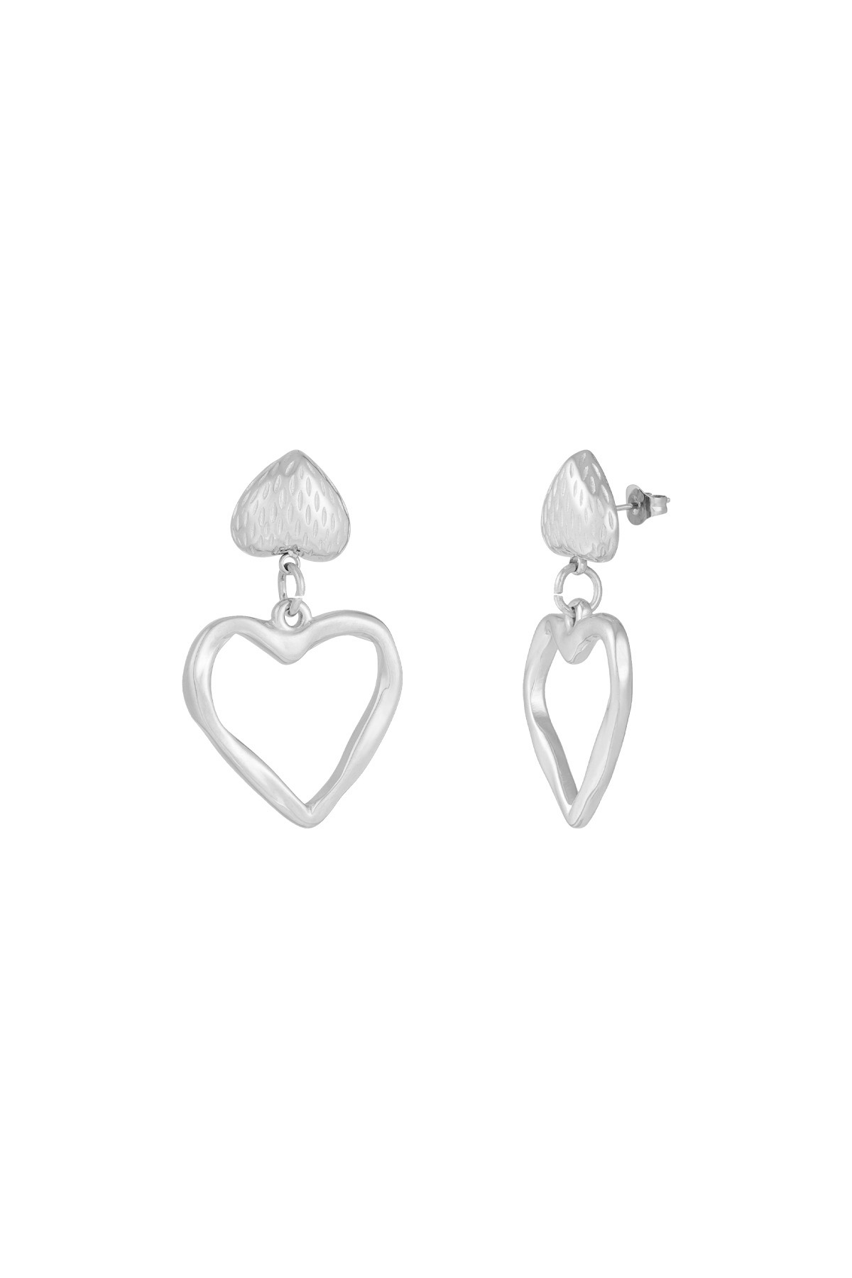 Two Hearts earrings - Silver Color color 2