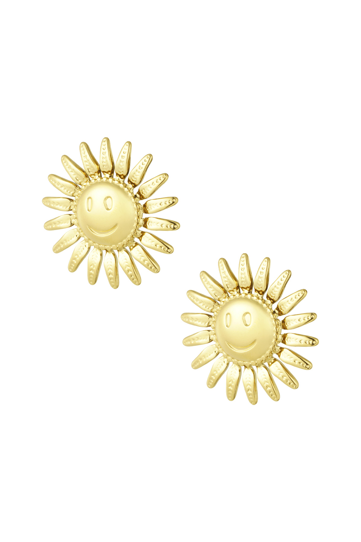 Smiling sun earrings - gold h5 