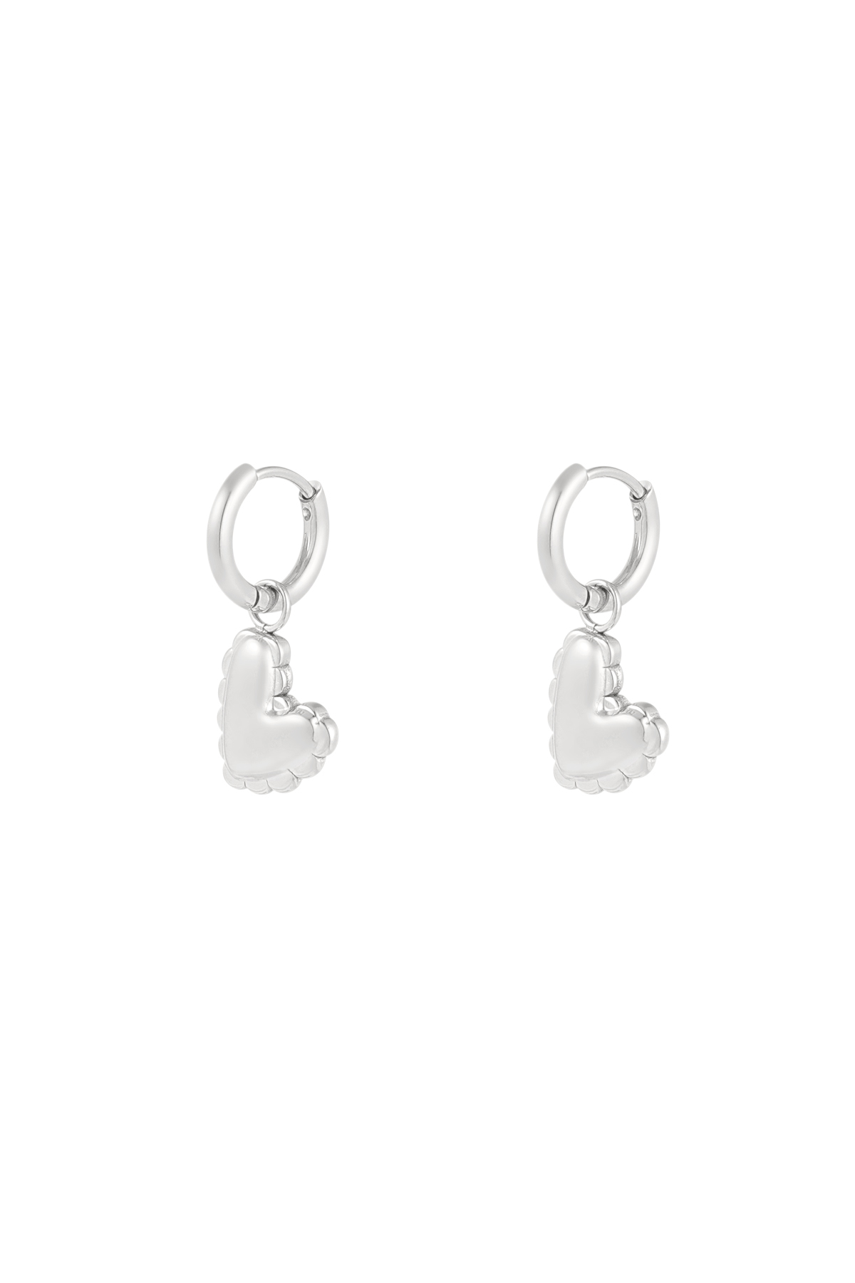 Small hanging heart charm earrings - silver h5 