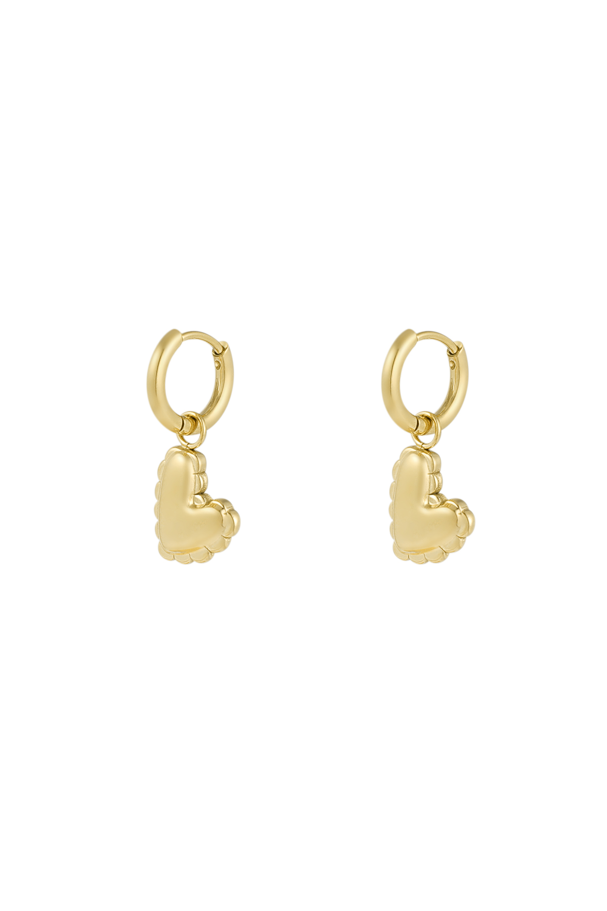 Small hanging heart charm earrings - gold h5 