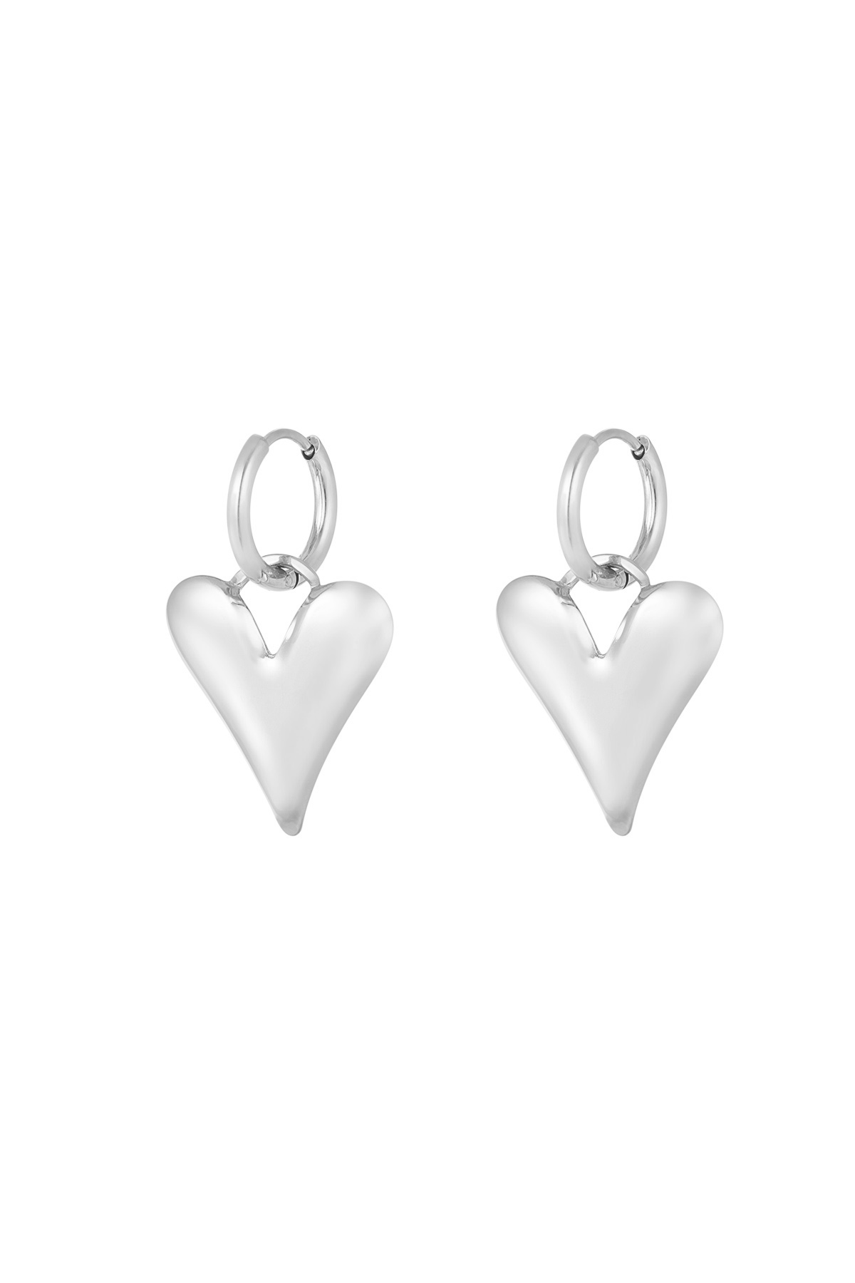 Big-Hearted earrings - Silver Color color