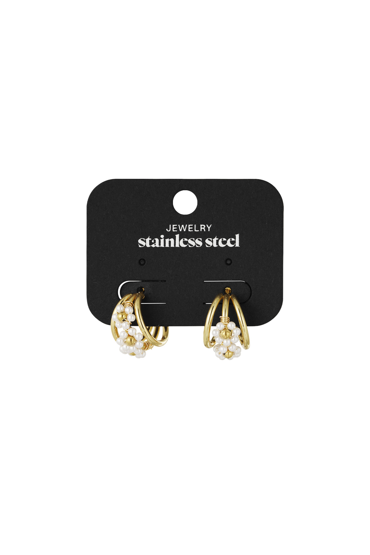 Pendientes de perlas florecientes - oro blanco h5 Imagen3