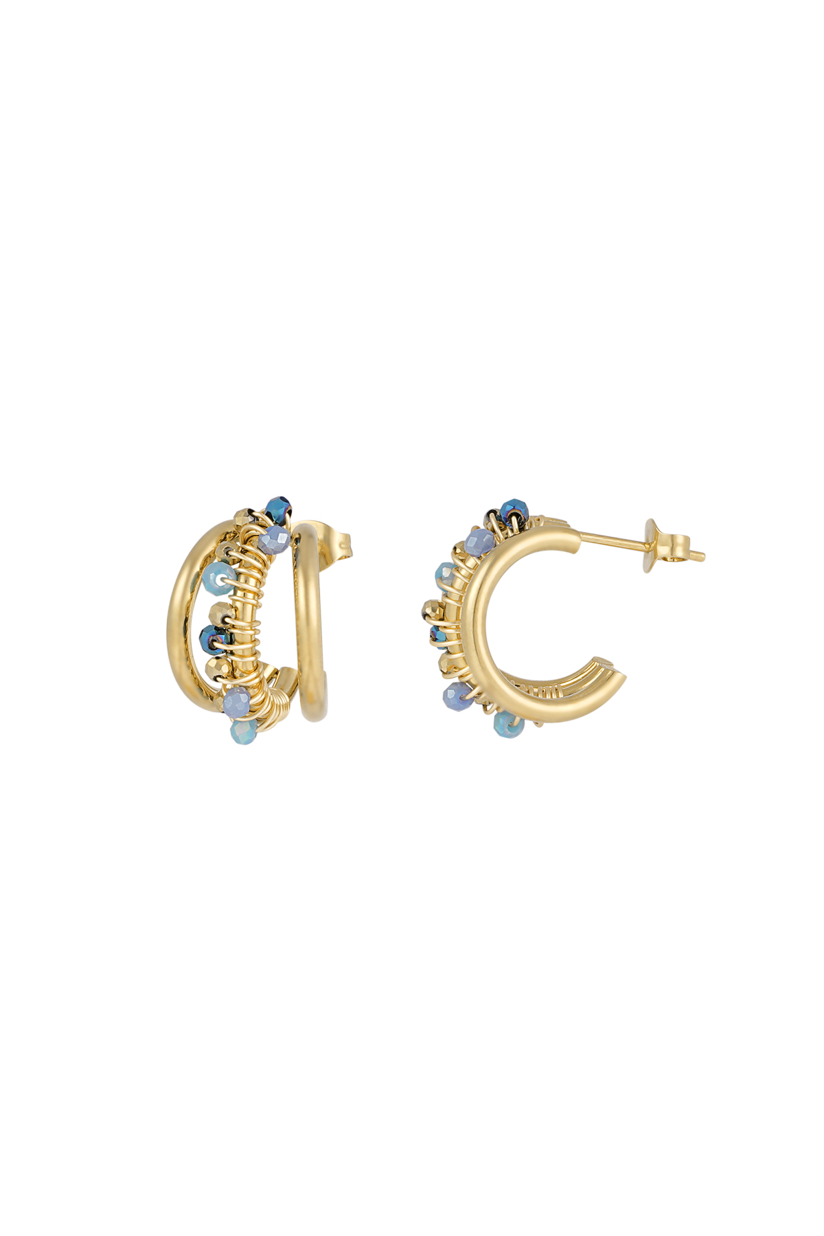 Boucles d'oreilles Bead Bliss - bleu et or h5 