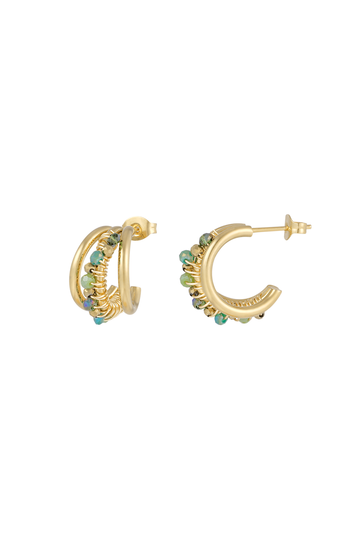 Bead bliss earrings - green & Gold color