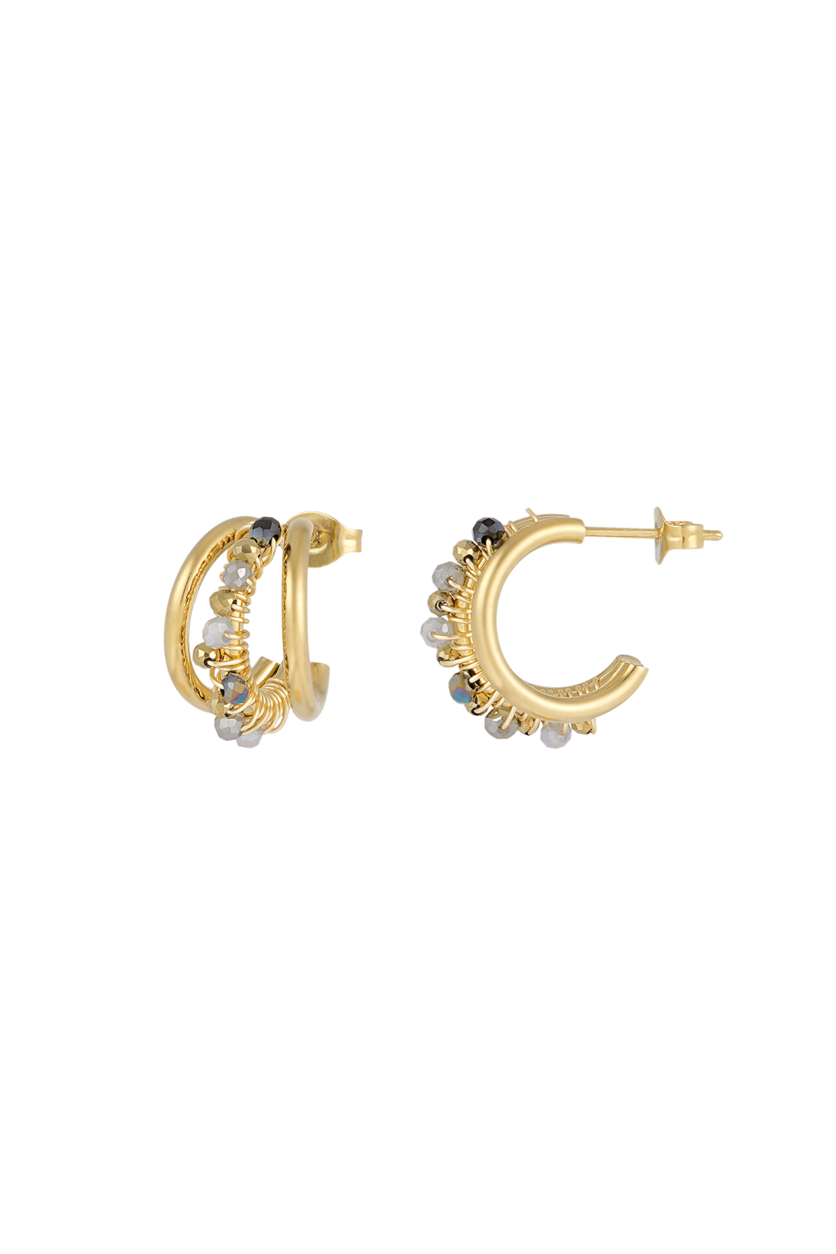 Boucles d'oreilles Bead Bliss - beige et or h5 