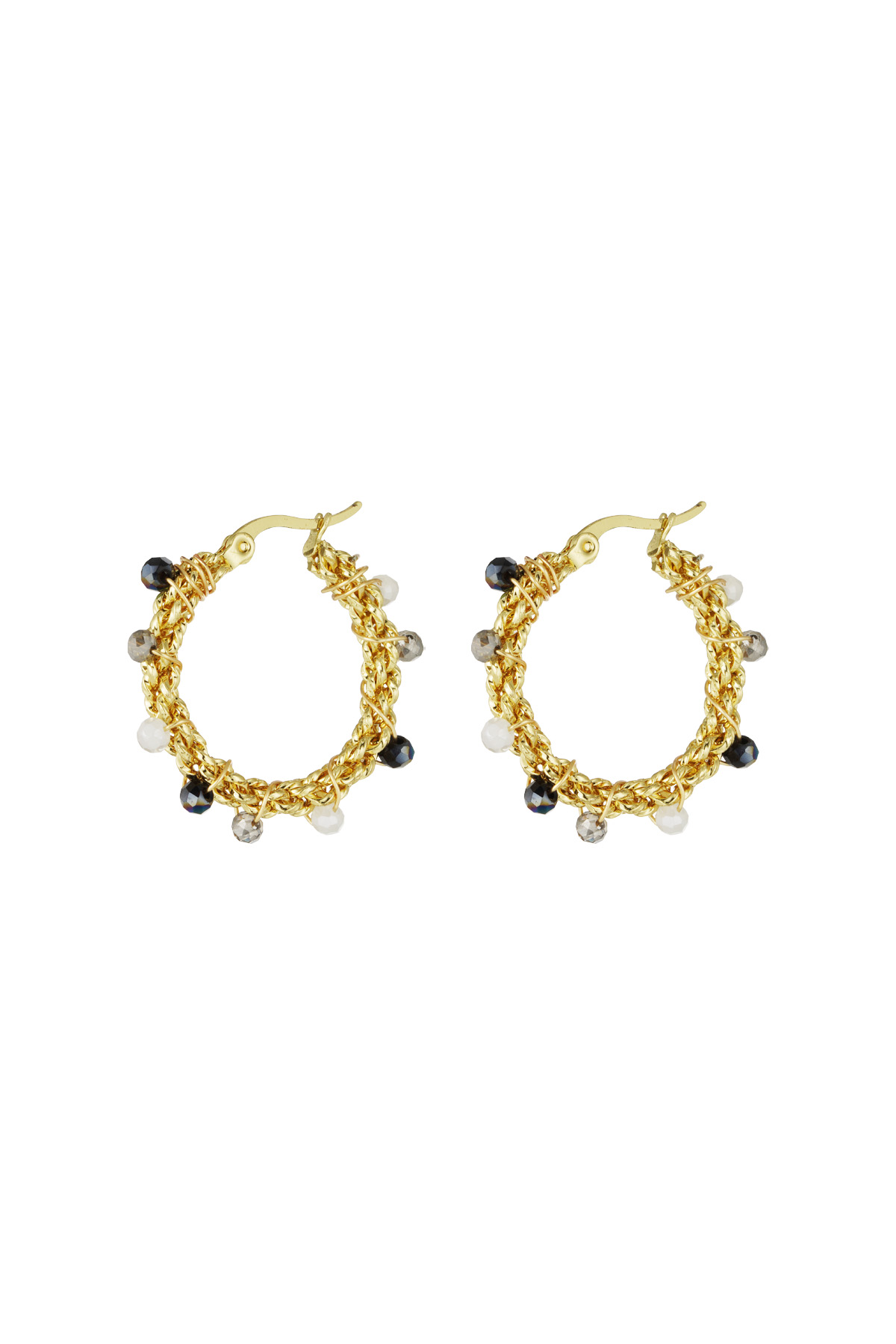 Pendientes de cuentas brillantes - negro y gris h5 