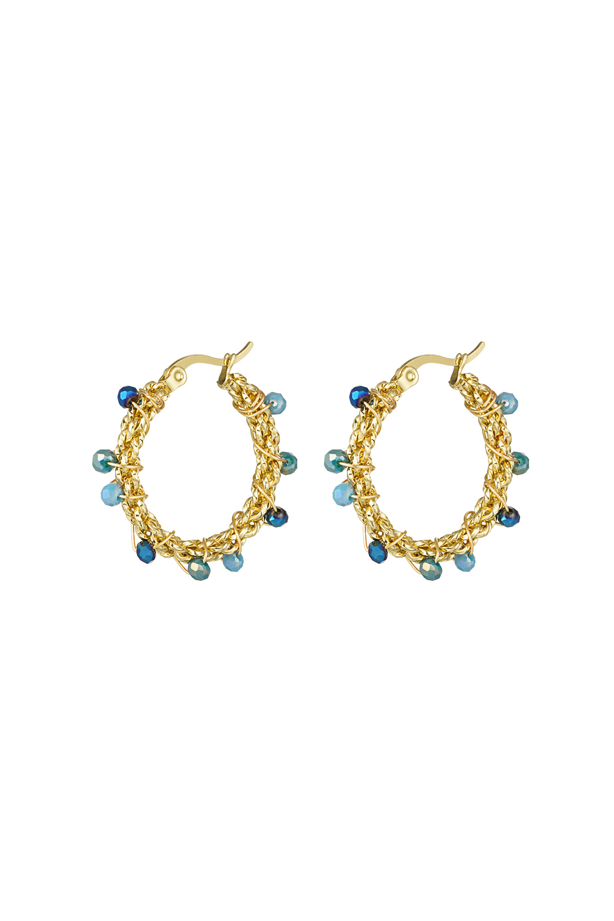 Boucles d'oreilles perles brillantes - bleu h5 