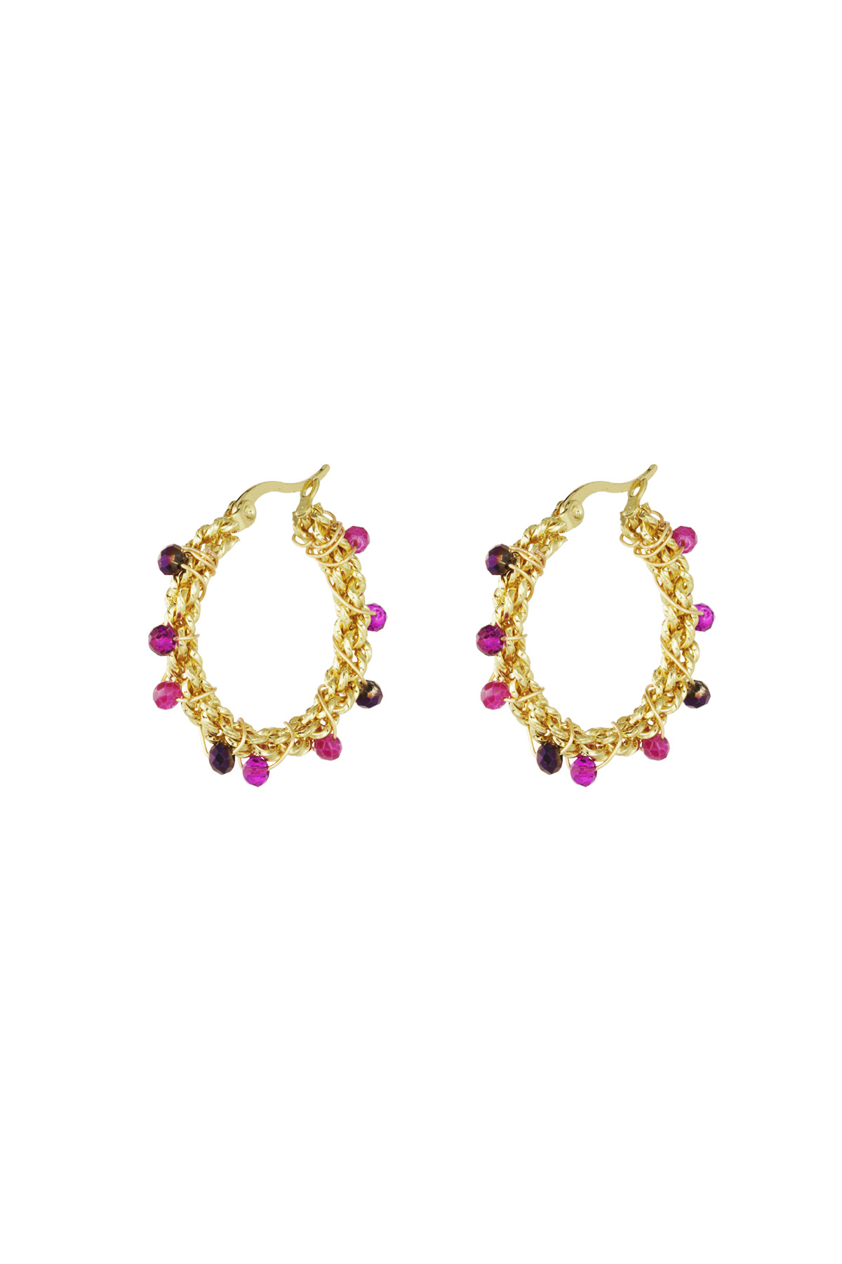 Pendientes de cuentas brillantes - morado h5 