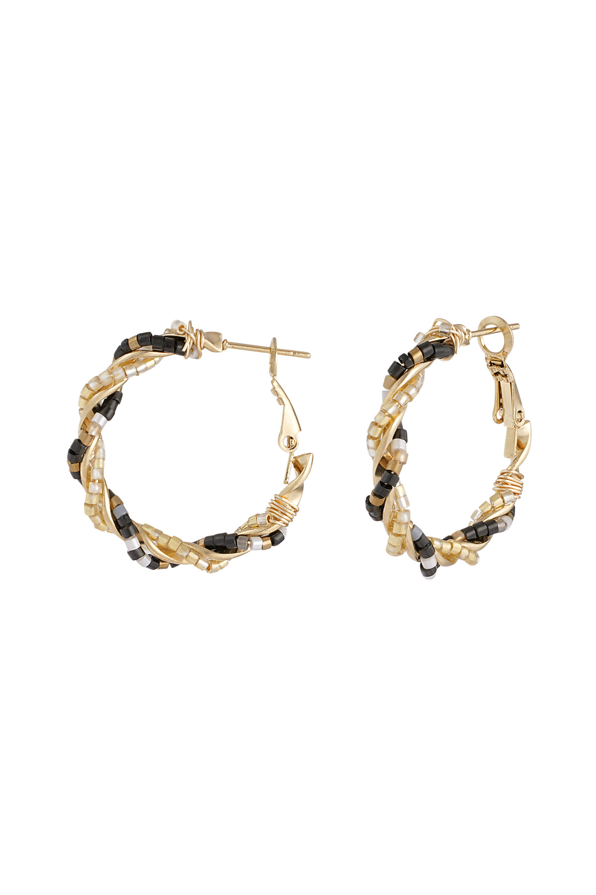 Pendientes con efecto desordenado - oro negro h5 