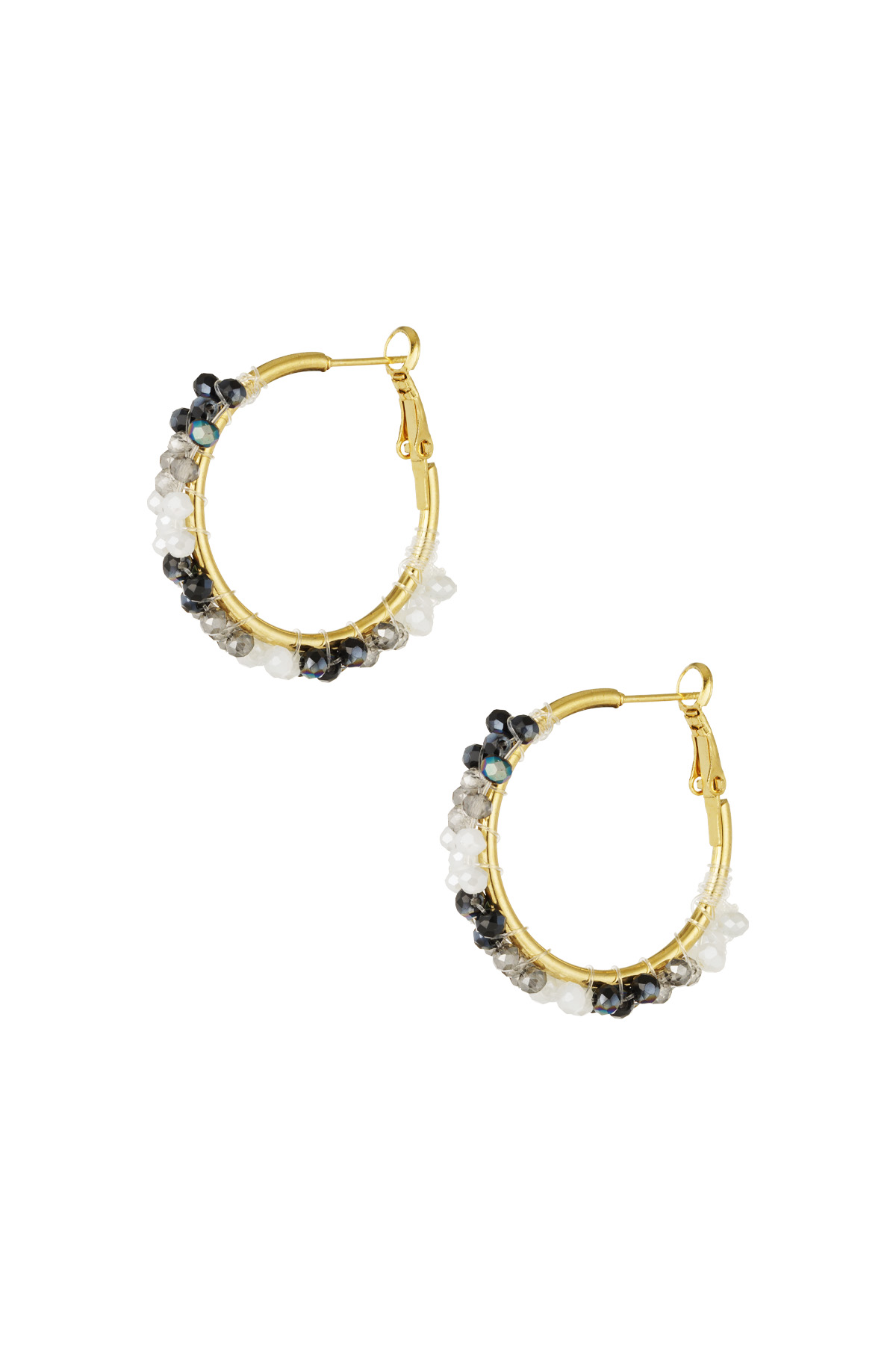 Bead fiesta earrings - black & grey 2