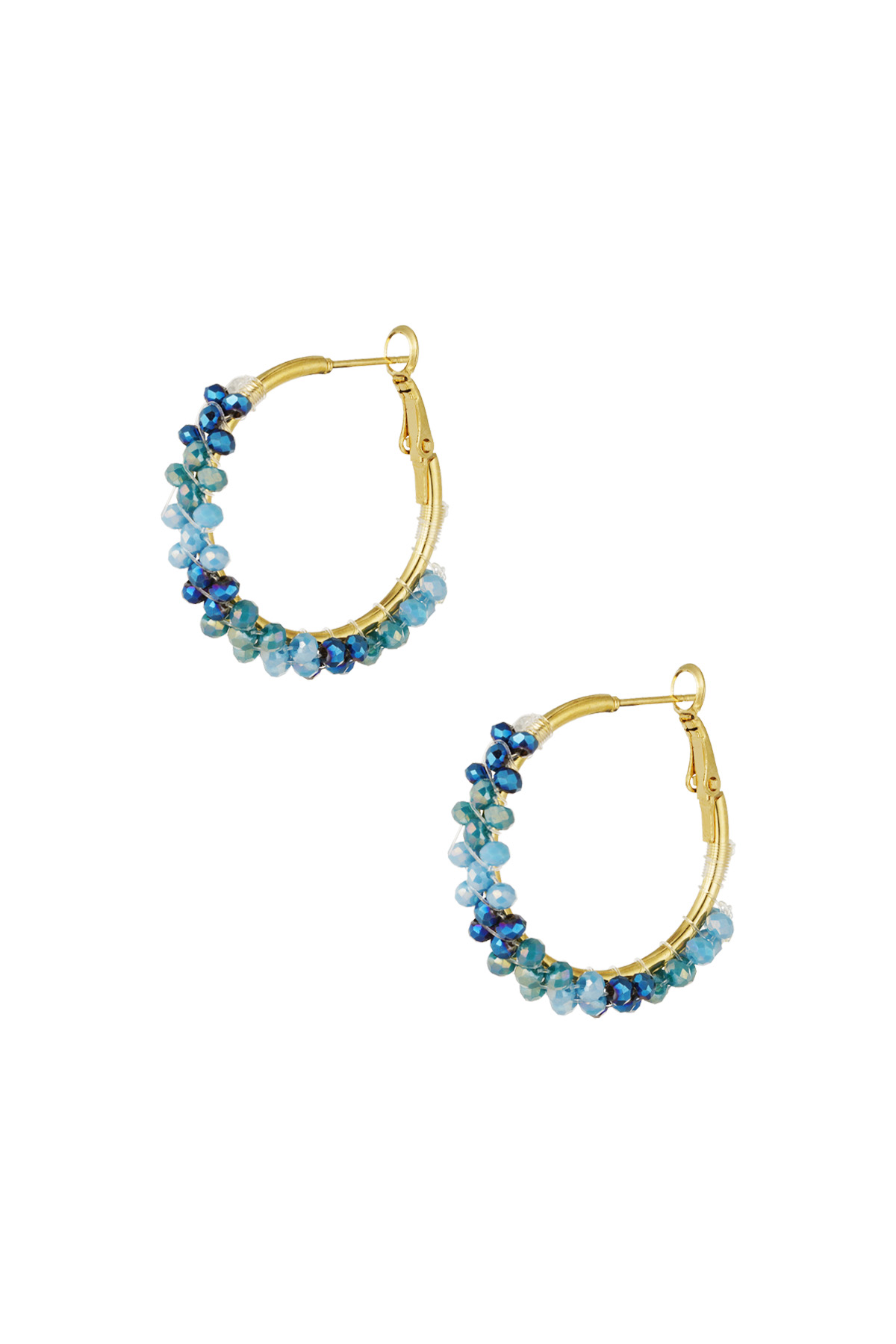 Pendientes de fiesta con cuentas - azul y dorado h5 