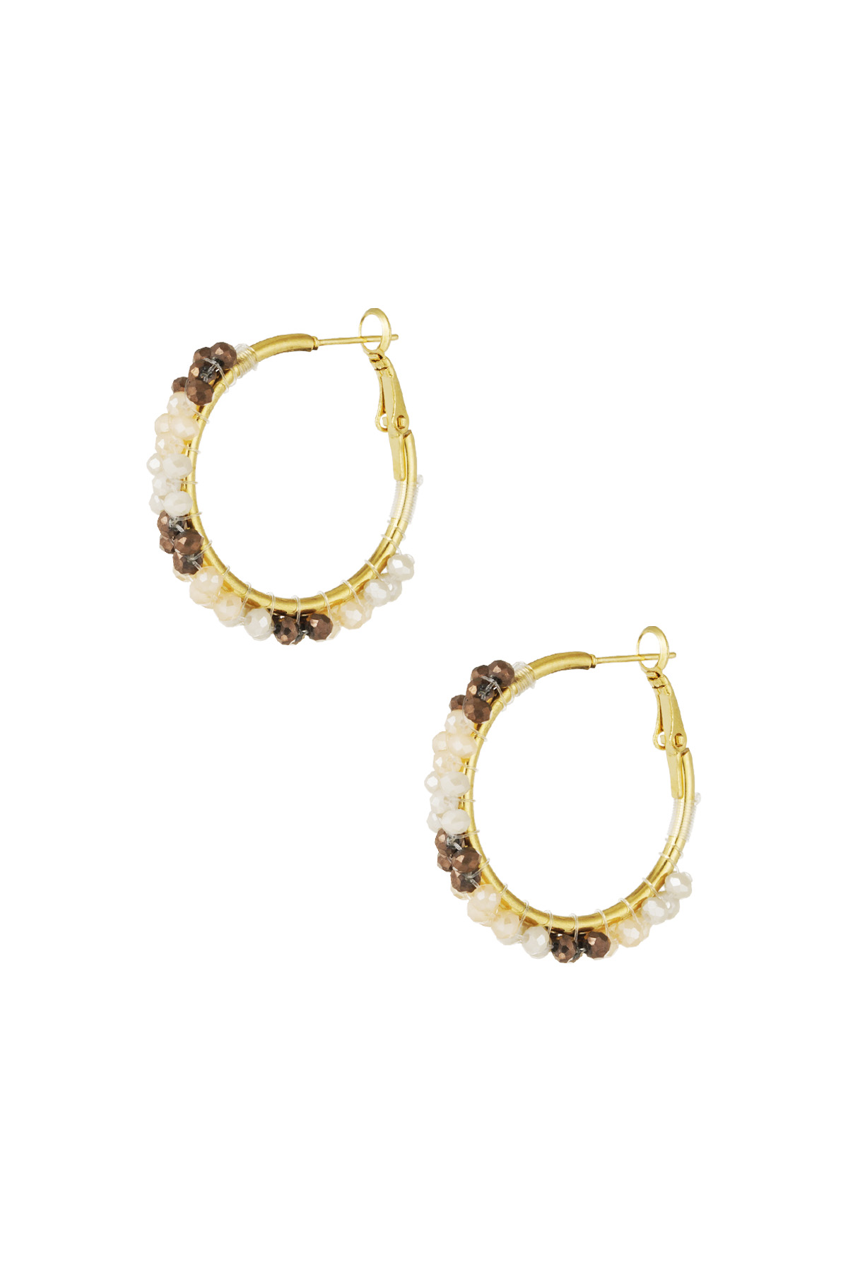 Bead fiesta earrings - beige & gold h5 