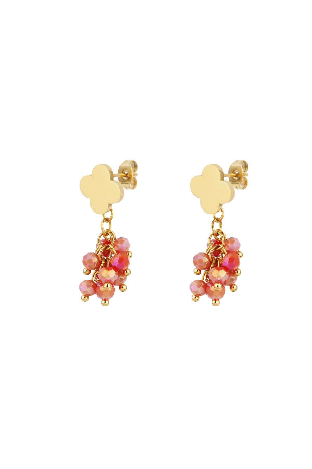 Festive clover earrings - Pink gold color h5 