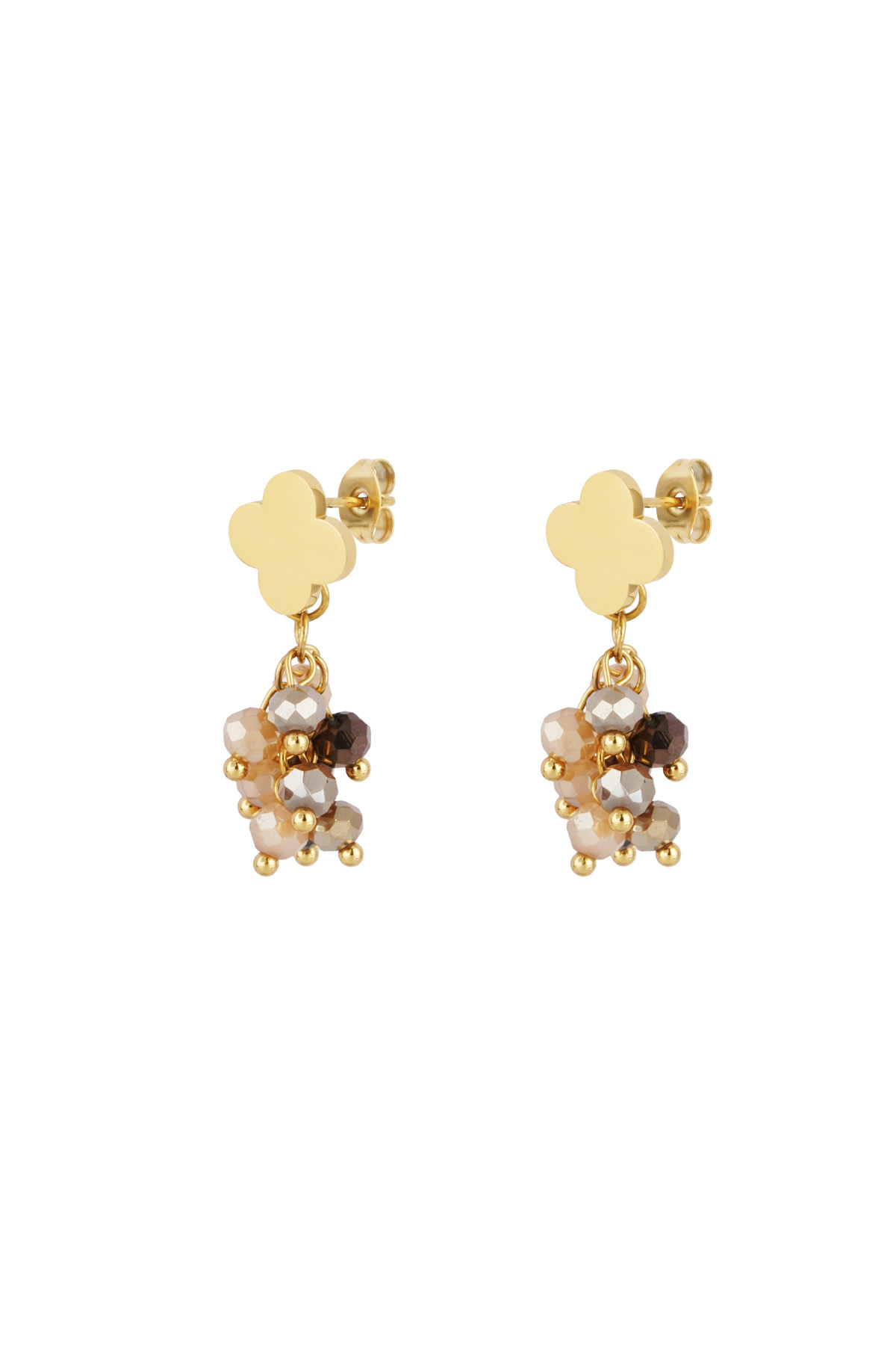 Festive clover earrings - Beige