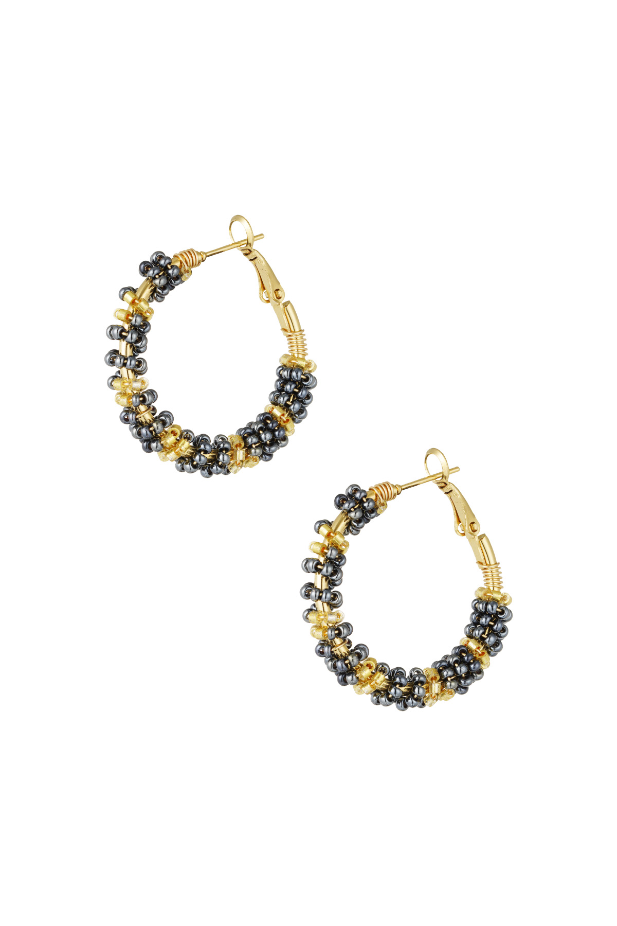 Beads of joy earrings - black & gold h5 