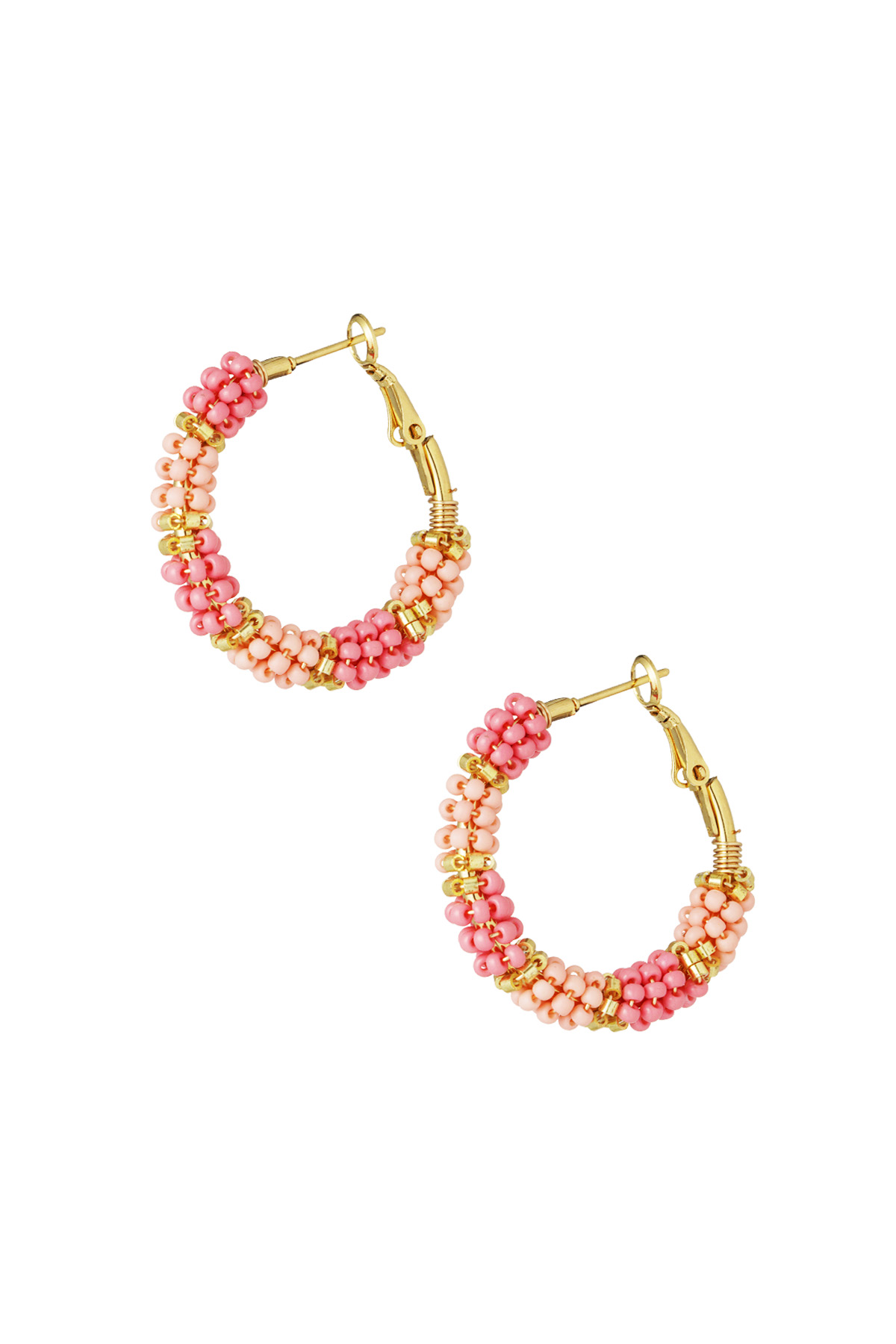 Beads of joy earrings - pink & Gold color h5 