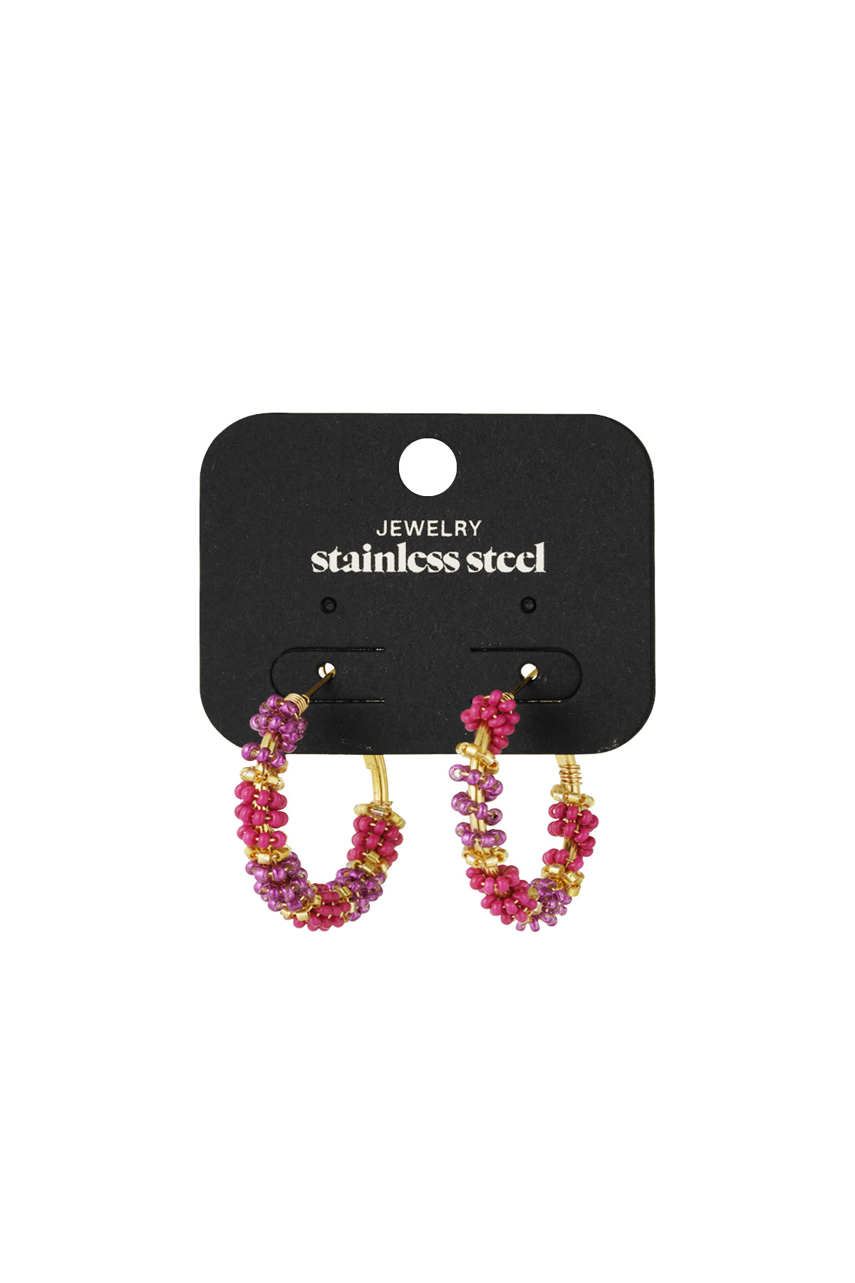 Boucles d'oreilles Perles de joie - Fuchsia Image2