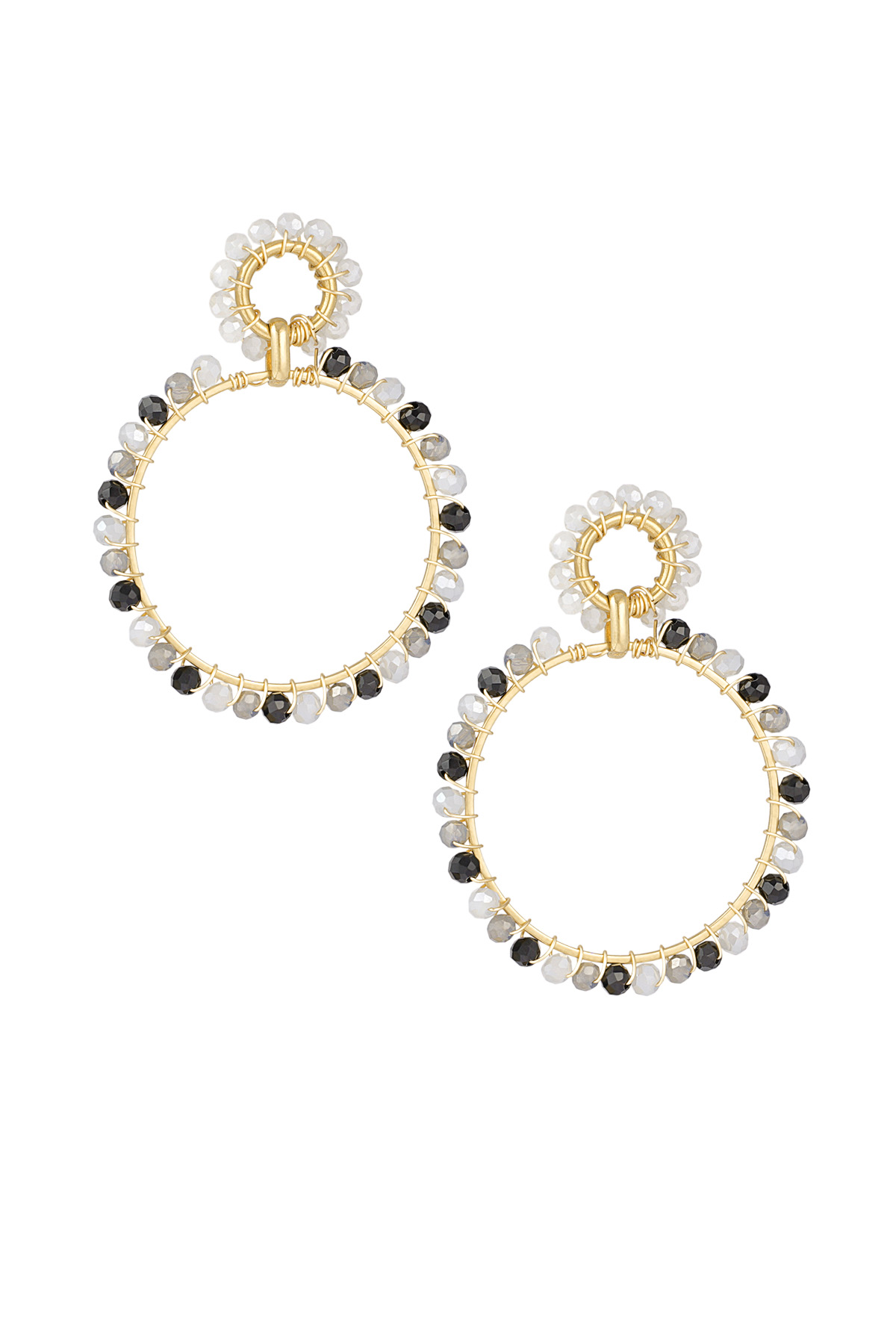 Circle of colours earrings - black & grey 2