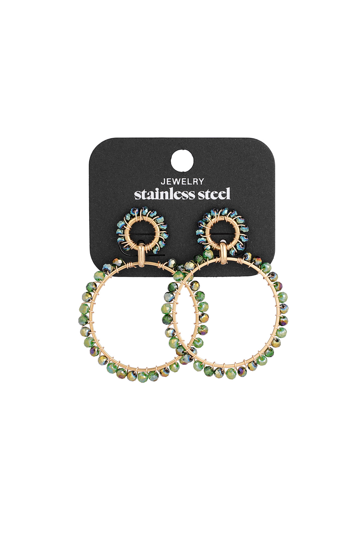 Boucles d'oreilles Cercle de couleurs - vert et or h5 Image2