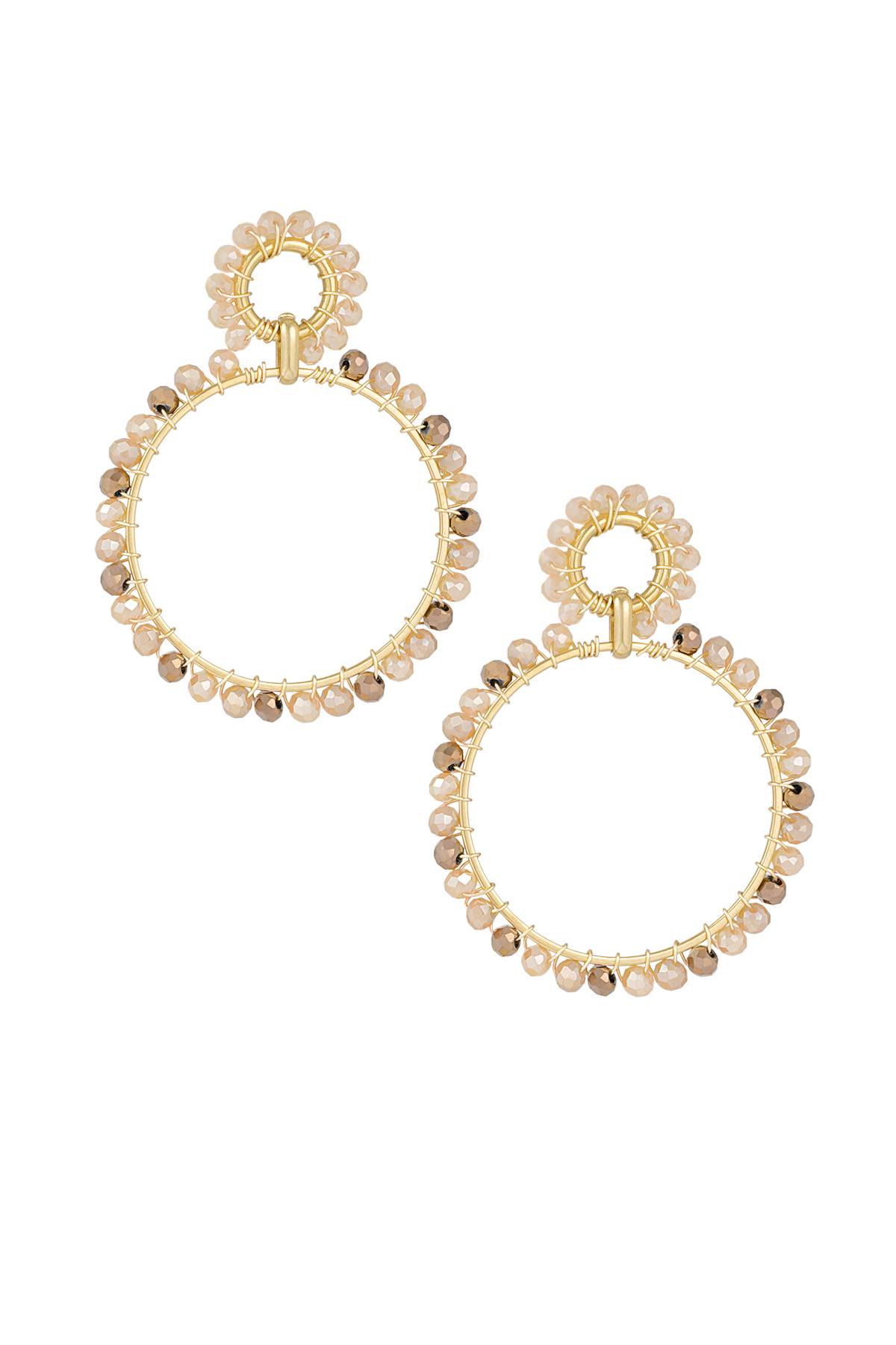 Orecchini Circle of colors - beige e oro h5 