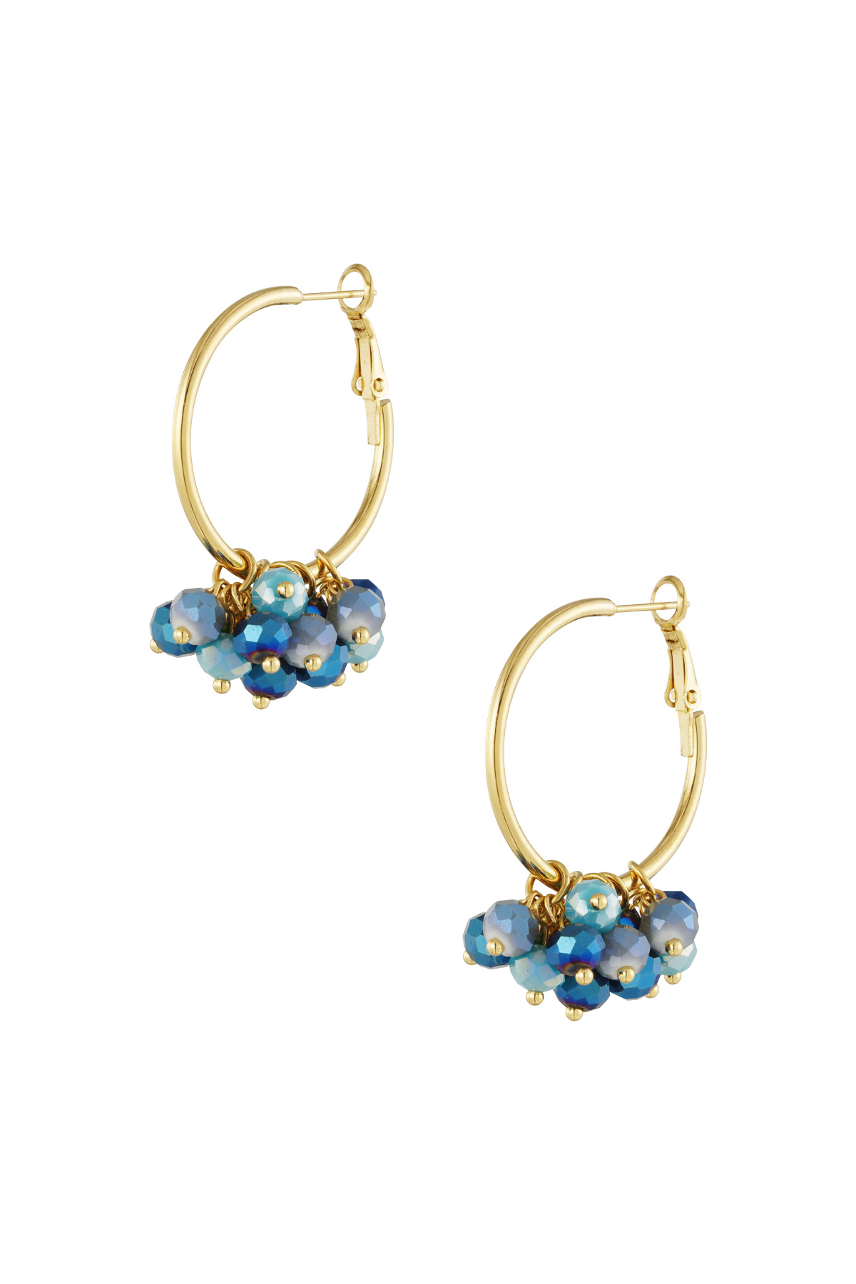 Bead it up earrings - blue & gold 