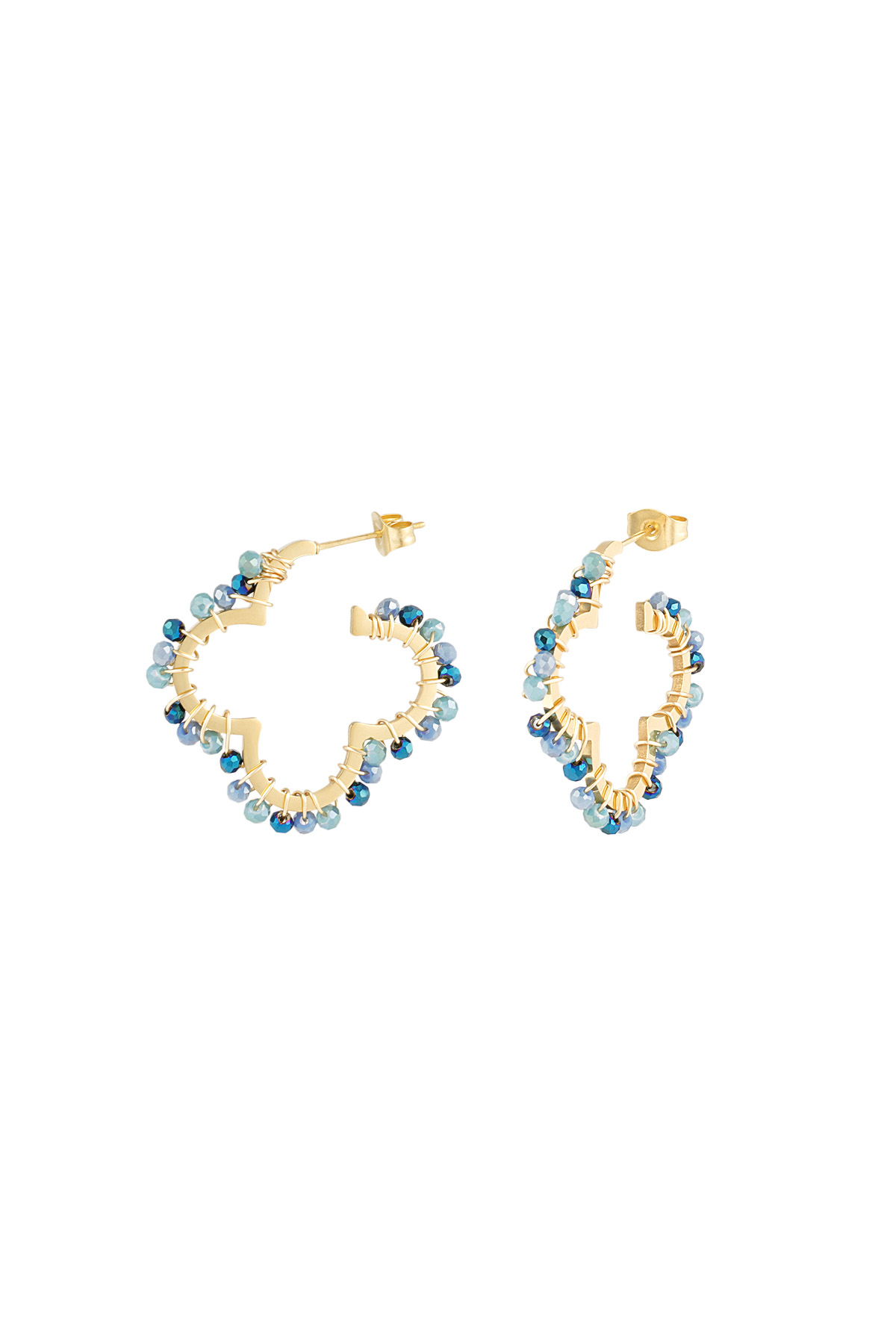 Boucles d'oreilles Clover Beads - bleu h5 