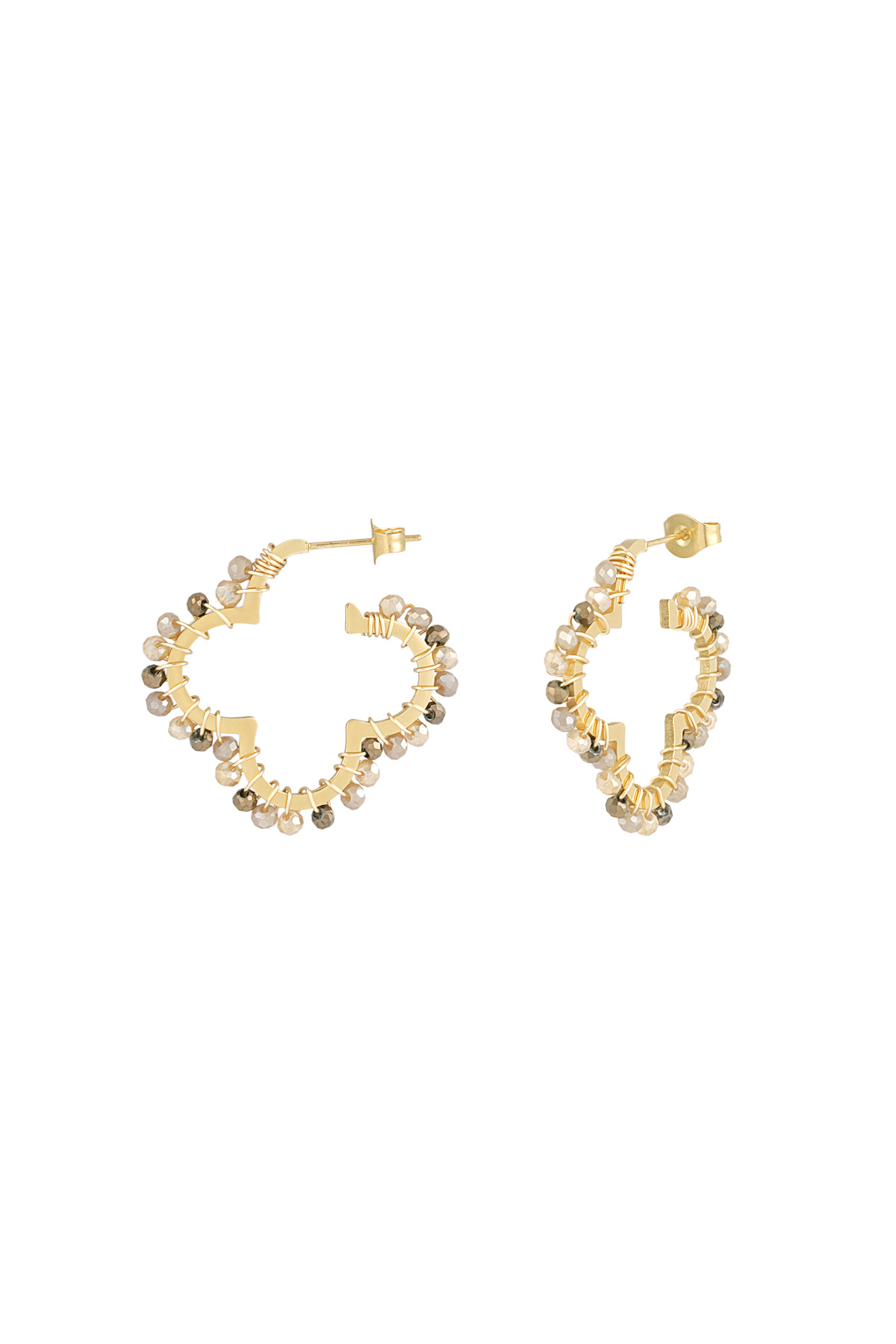 Orecchini Clover Beads - marrone 