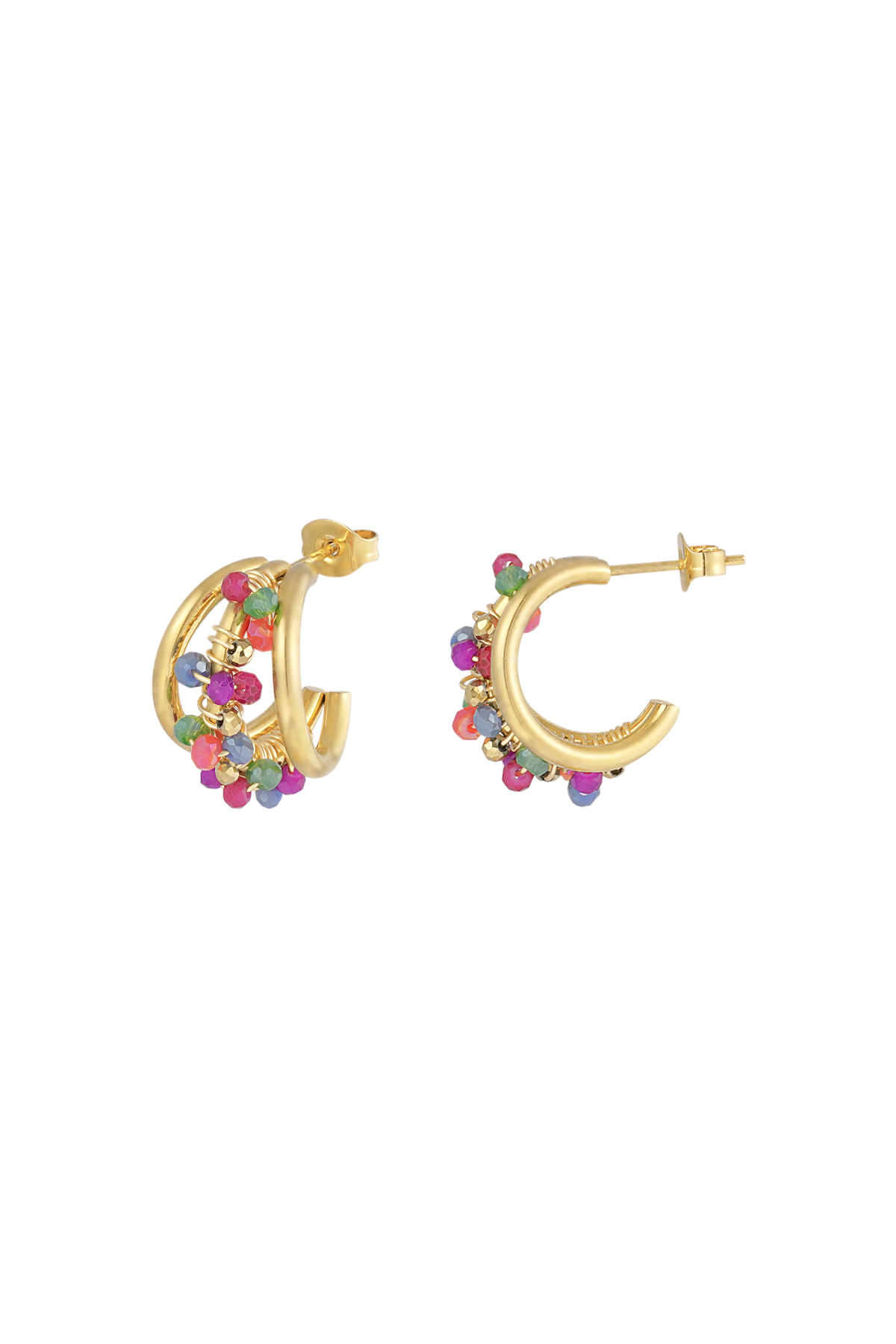 Small beads hoops oorbellen - multi 