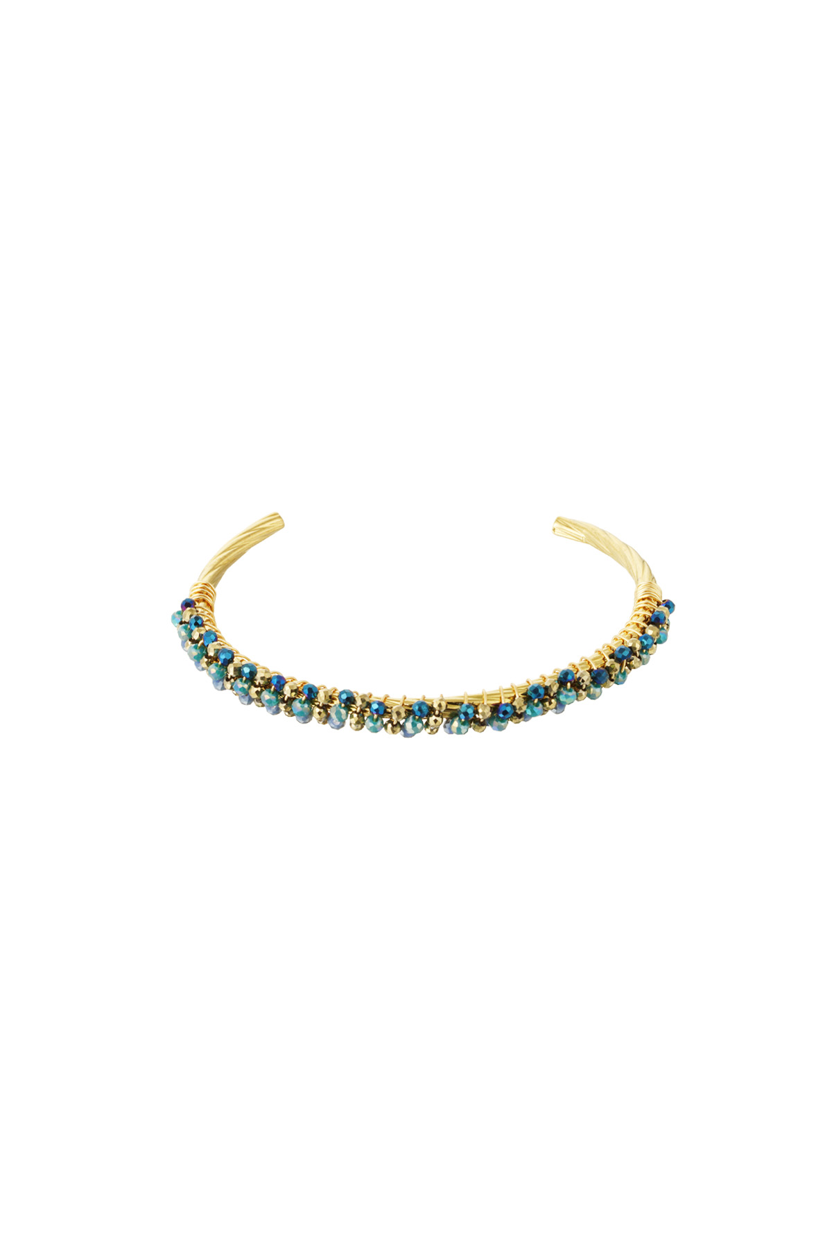 Bead fiesta bracelet - blue & gold 