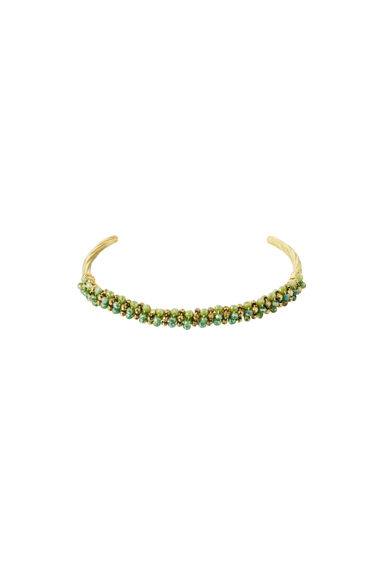 Bead fiesta bracelet - green & gold color 2