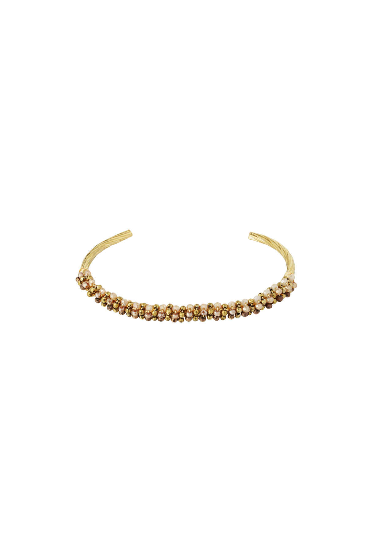 Pulsera de fiesta con cuentas en color beige y dorado h5 