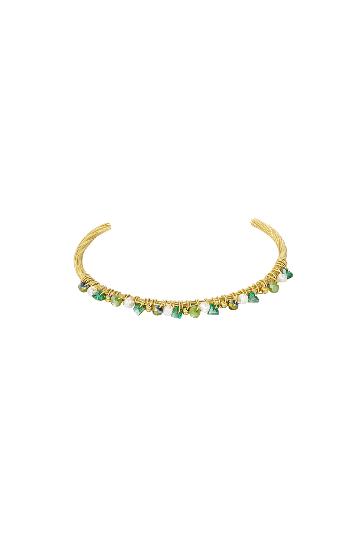 Bracelet jonc à perles - vert h5 