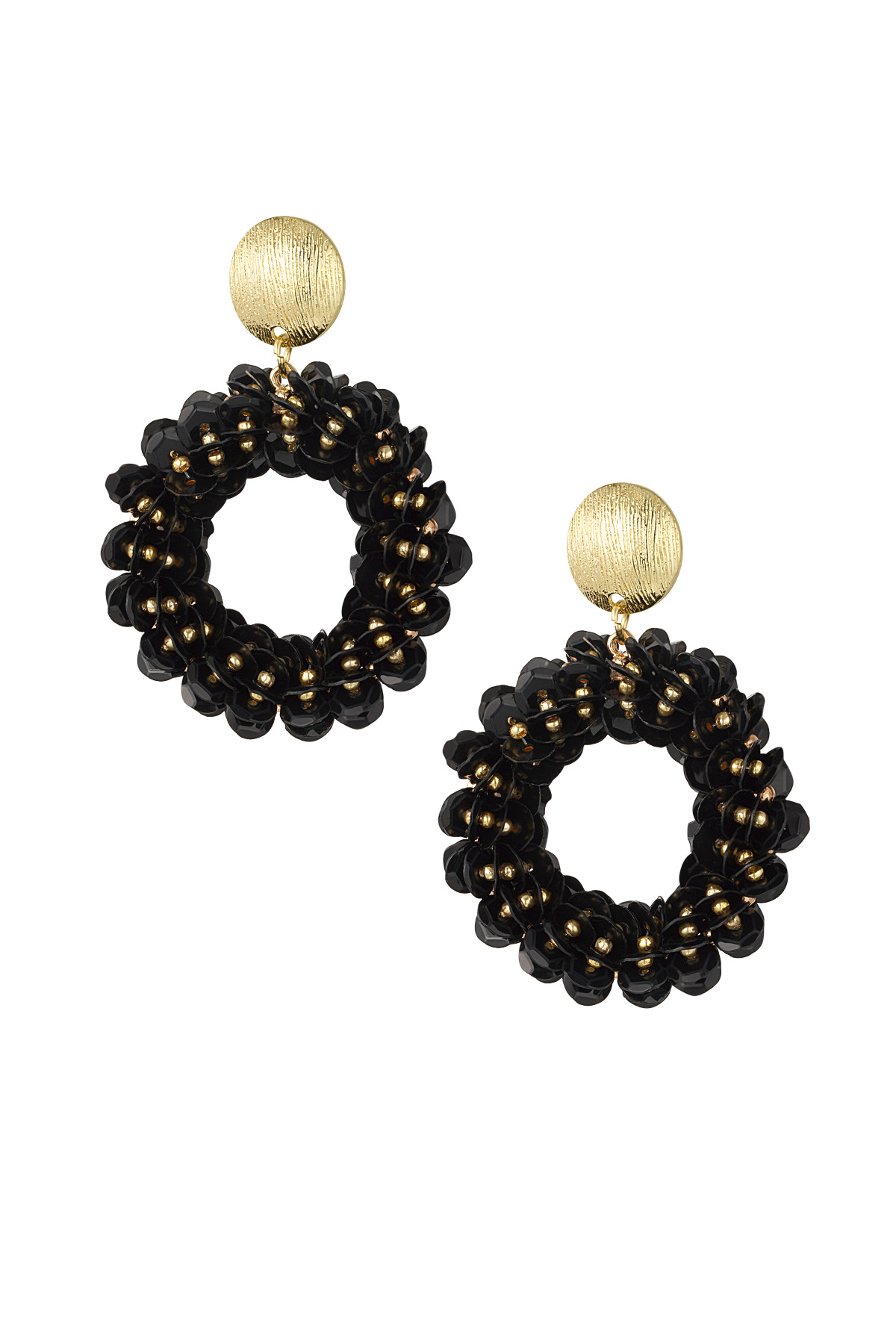 Pendientes de lentejuelas brillantes - negro h5 