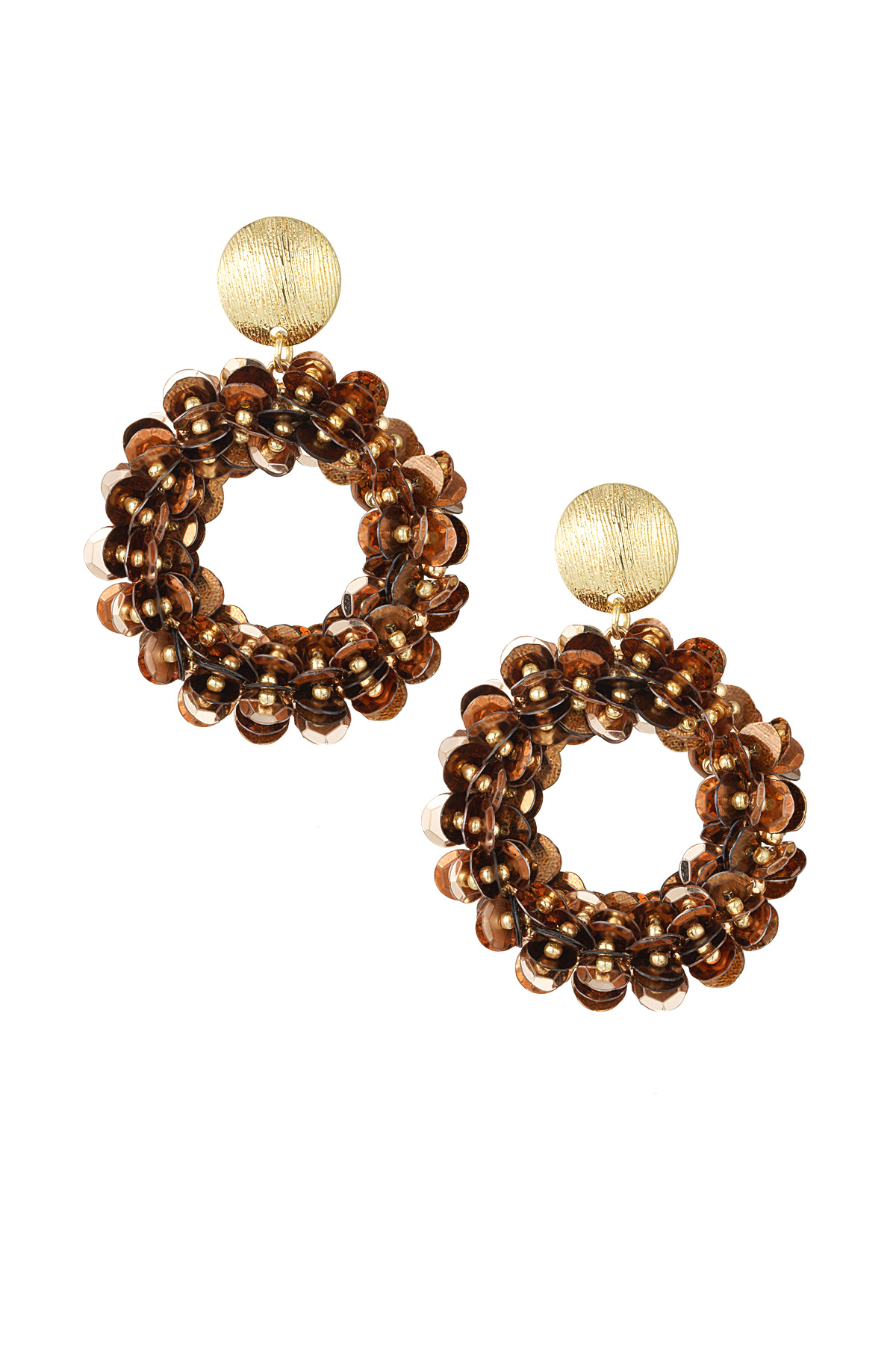 Sequin spark earrings - brown 