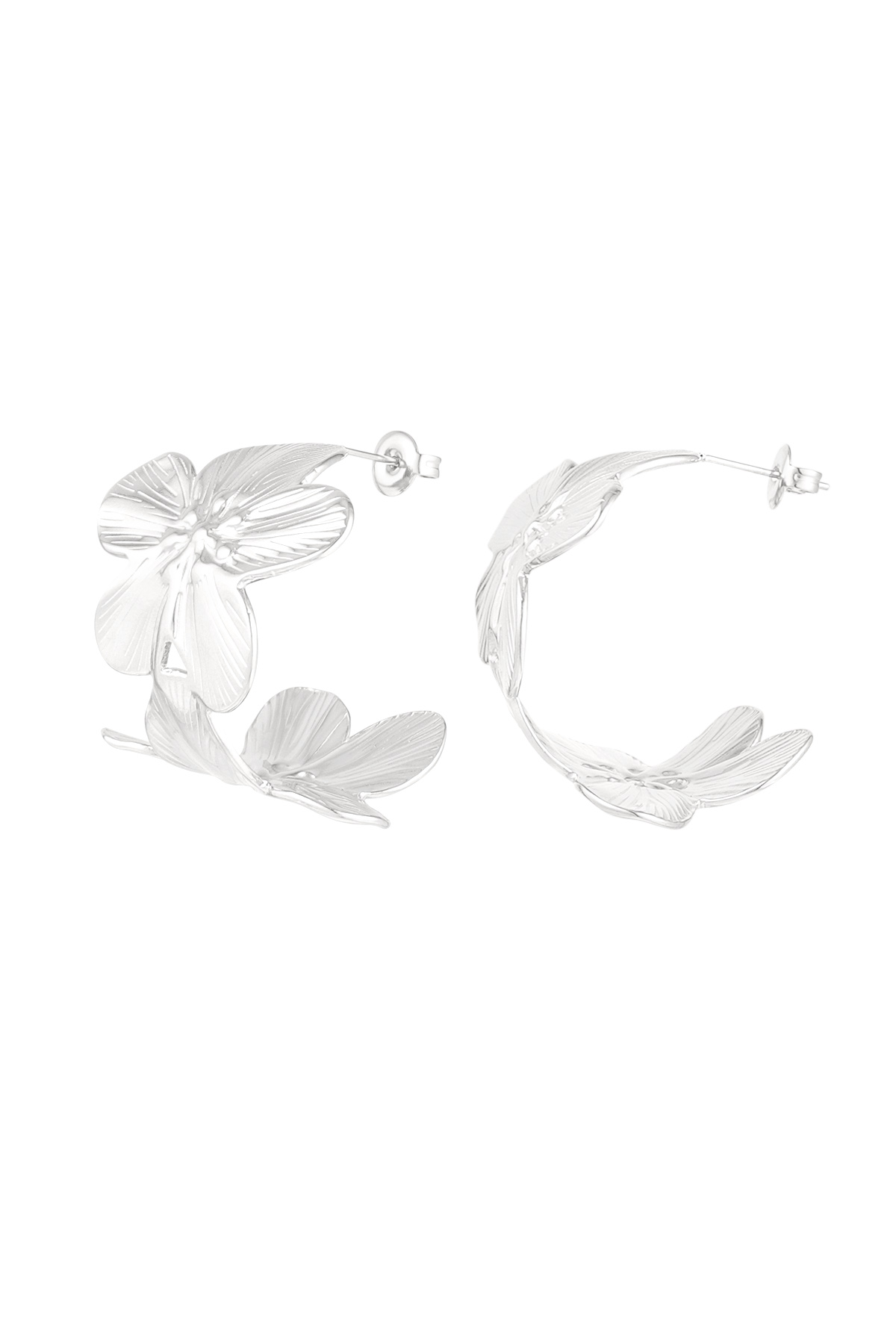 Earrings flower fierce - silver h5 