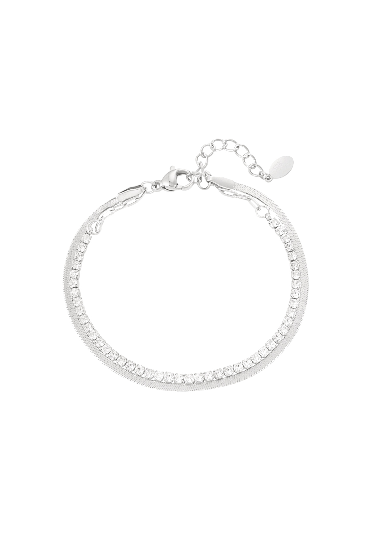 Dubbele armband met diamantjes - zilver h5 